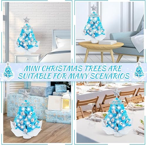 Miniatura 6 de Paquete de 2 mini árbol de Navidad negro para mesa, árbol de Navidad pequeño con luces, árbol de Navidad de 18 pulgadas, decoración de vacaciones