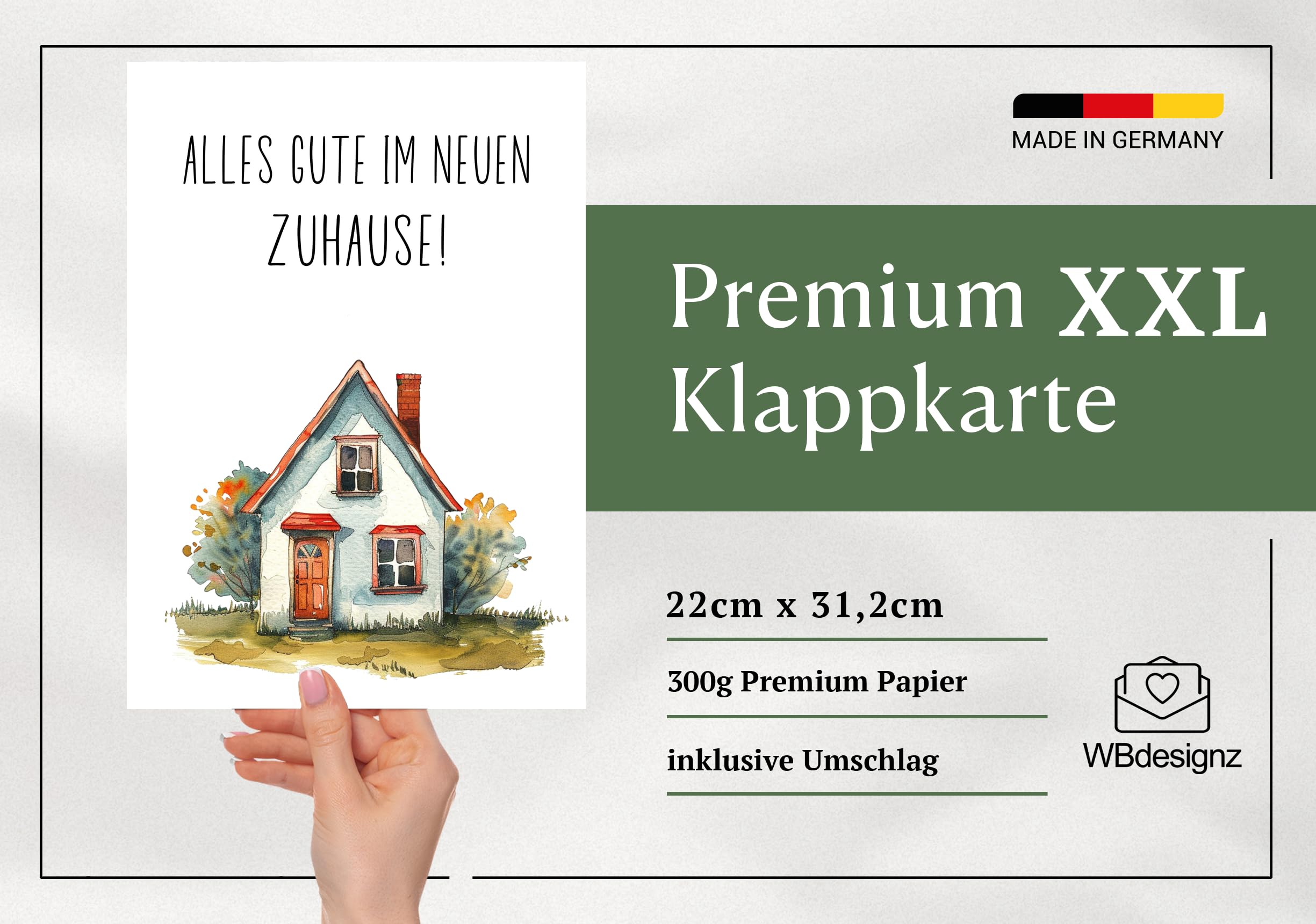 Tarjeta De Inauguración Con Sobre, Tarjeta De Inauguración Con Texto En Inglés "Alles Gute Im Neuen