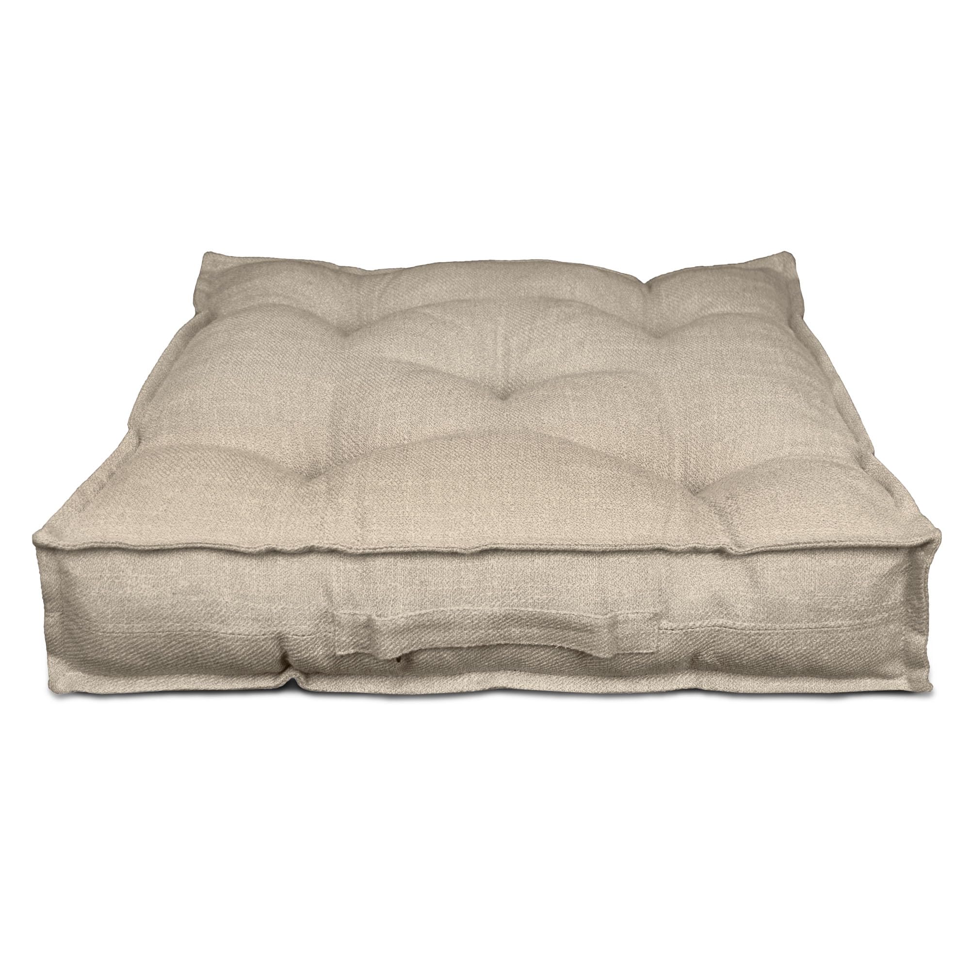 TIENDA EURASIA – Cojin de Suelo Cuadrado | Acolchado | Poliéster | Cojines de Suelo | Medidas 60x60x10 cm | Cojines Exterior Jardin | con Asa de Transporte y Cremallera (Beige)