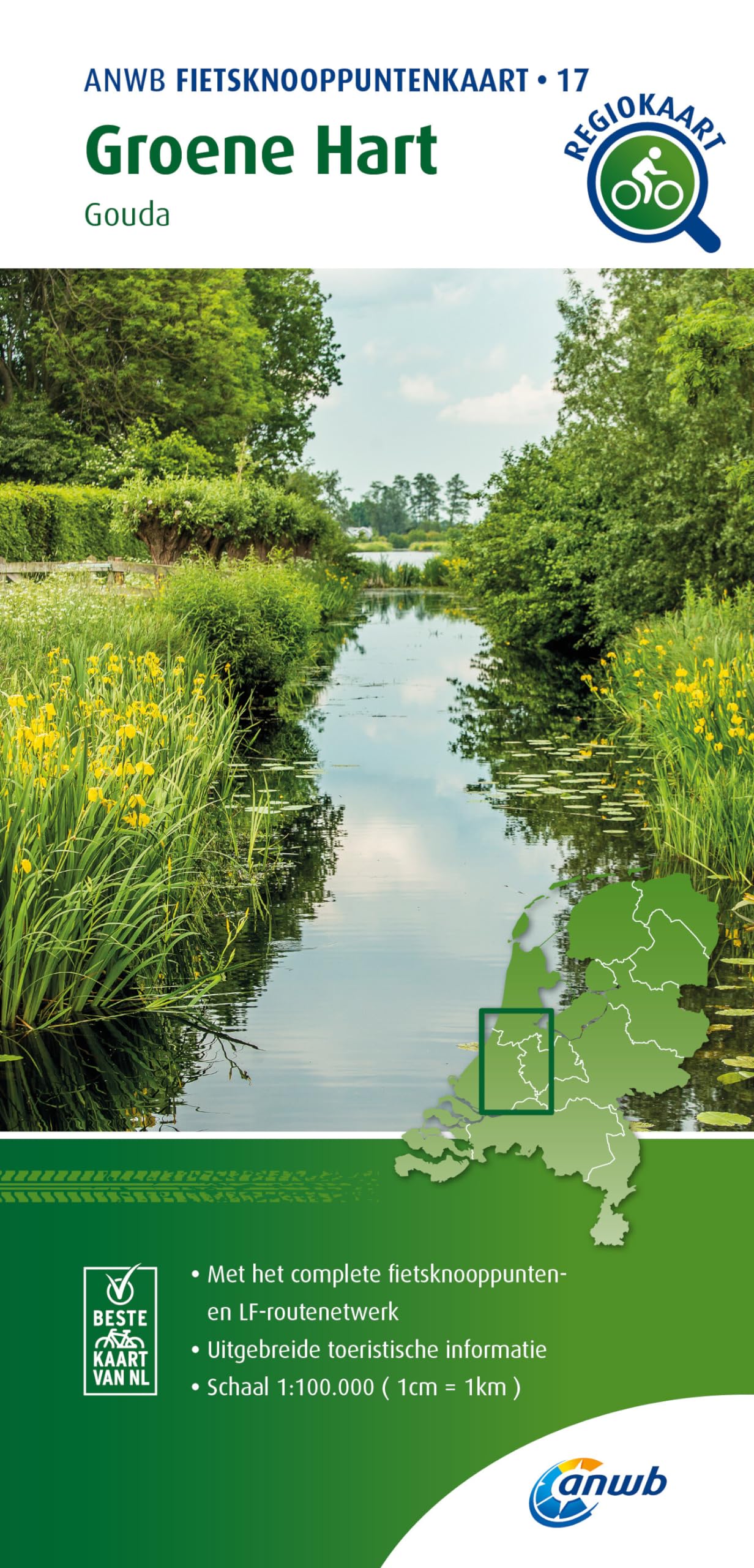 Groene Hart bicycle junction maps: Gouda (ANWB Fietsknooppuntenkaart (17)): 1:100 000 (Knooppuntkaarten)