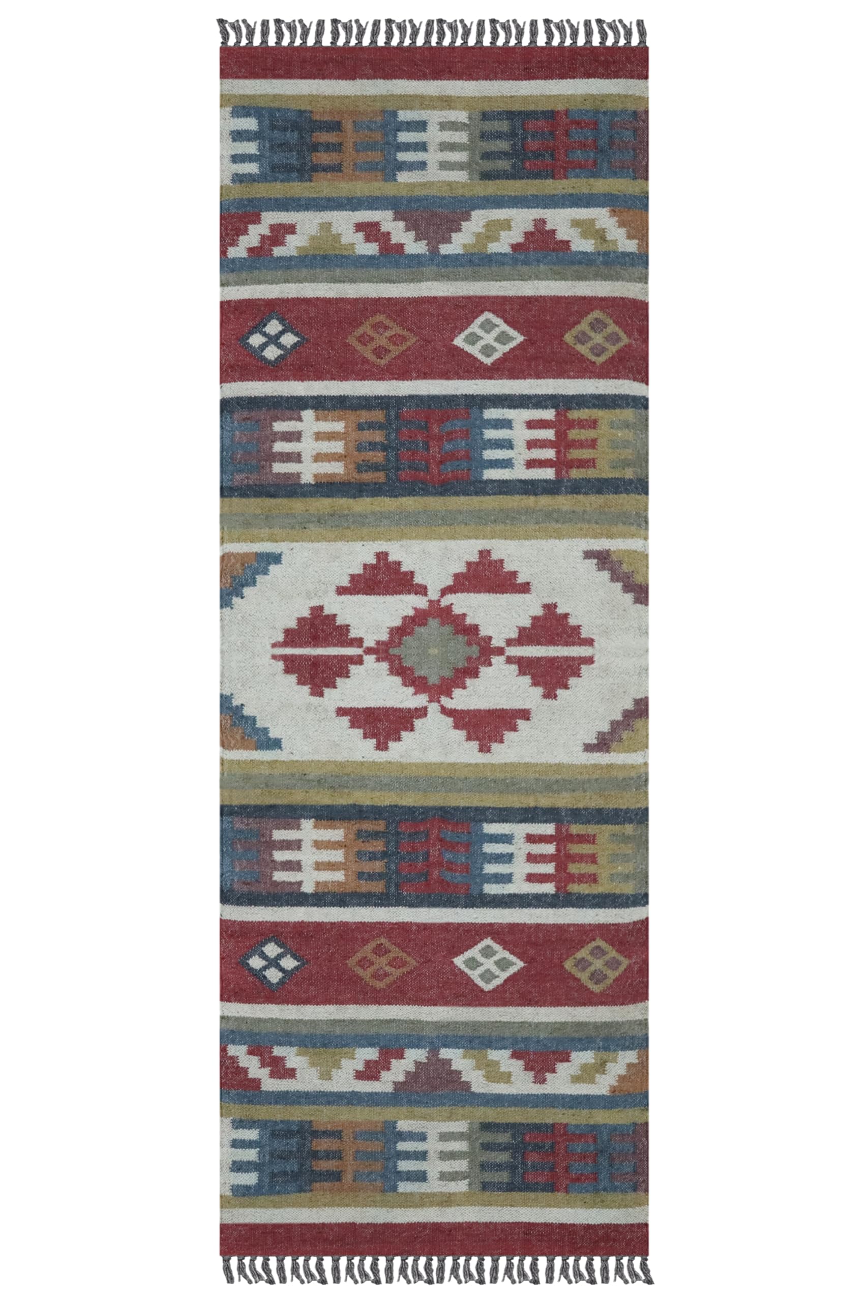 Tapis tissé à plat Kilim haut de gamme réversible en laine et jute naturelle