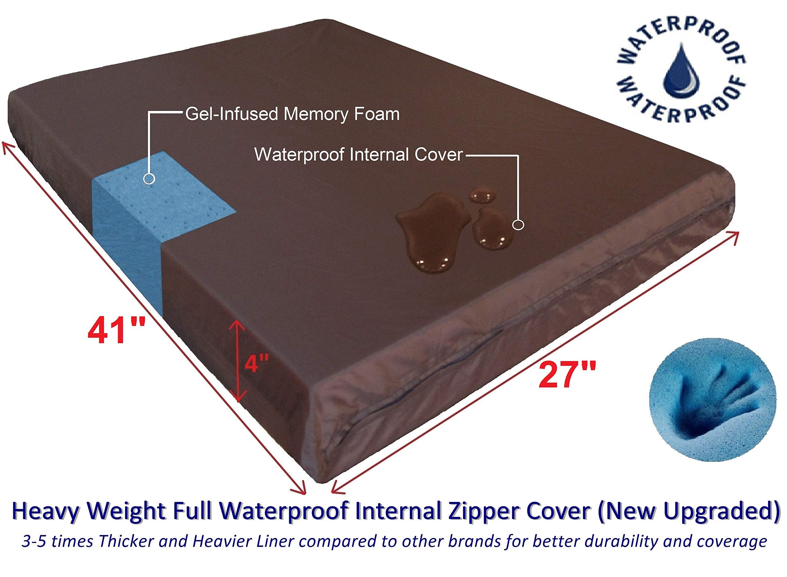 Dogbed4less Orthopedic Memory Foam Dog Bed with Brown Suede Cover, Waterproof Liner and Extra Replacement Pet Bed Case, Fit 42"X28" Large Crate - image 2