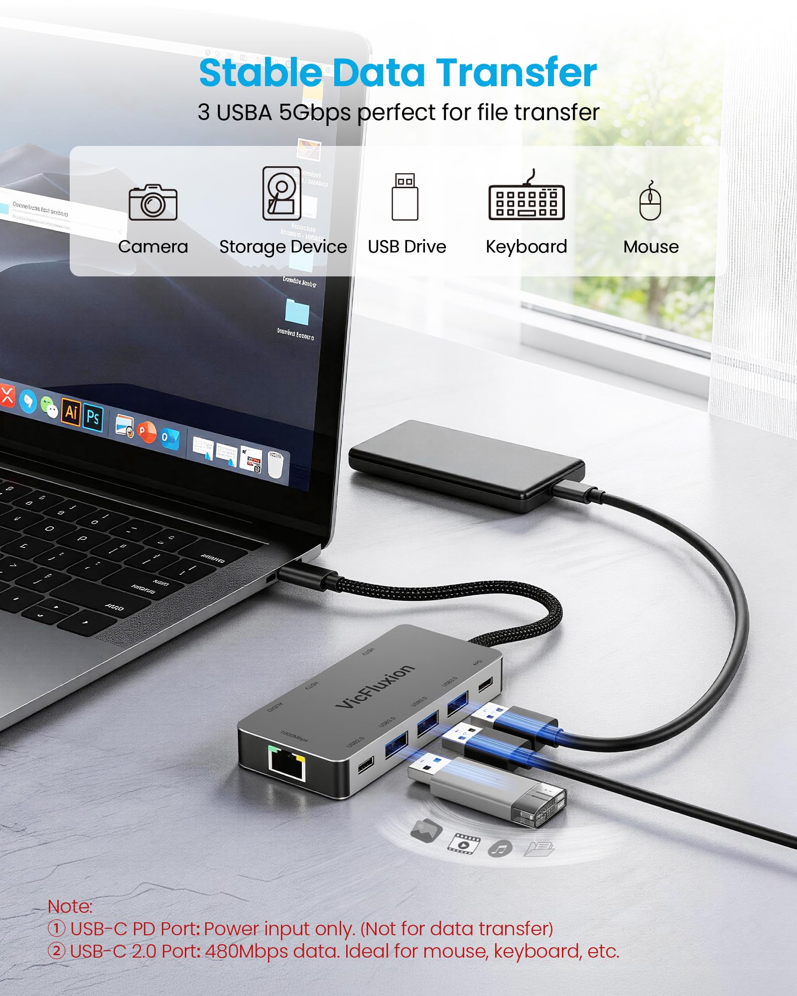 Stacja dokująca USB C 9 w 1 z podwójnym 4K HDMI, 1RJ45, 3 USB 3.0, 1 USB 2.0, 1 100 W PD, 1 x 3,5 mm audio, gniazdo USB C do MacBook, Dell, HP, Lenovo, Surface