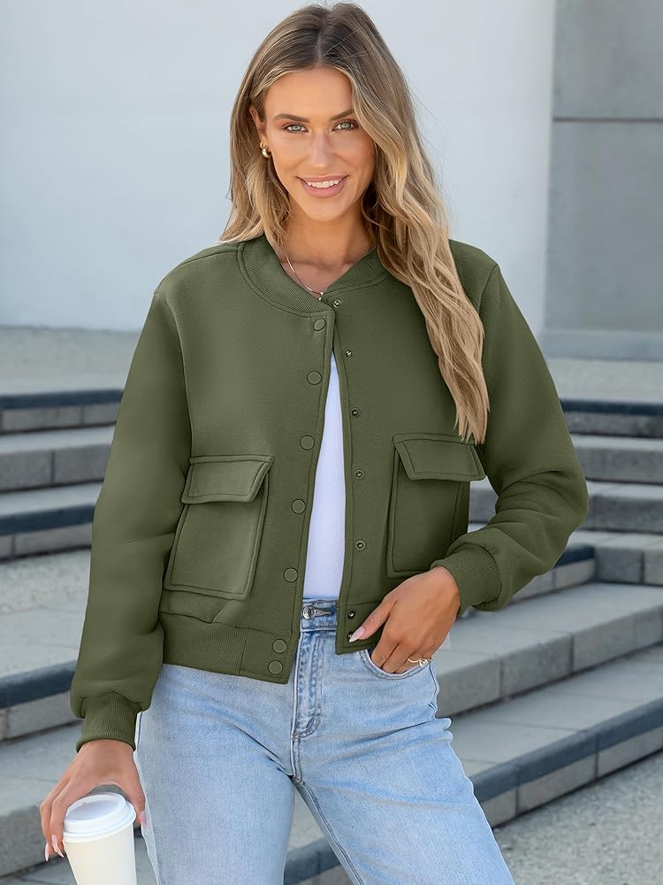 Amazon.com: ANRABESS Women Cropped Bomber Jacket 2025 Fashion