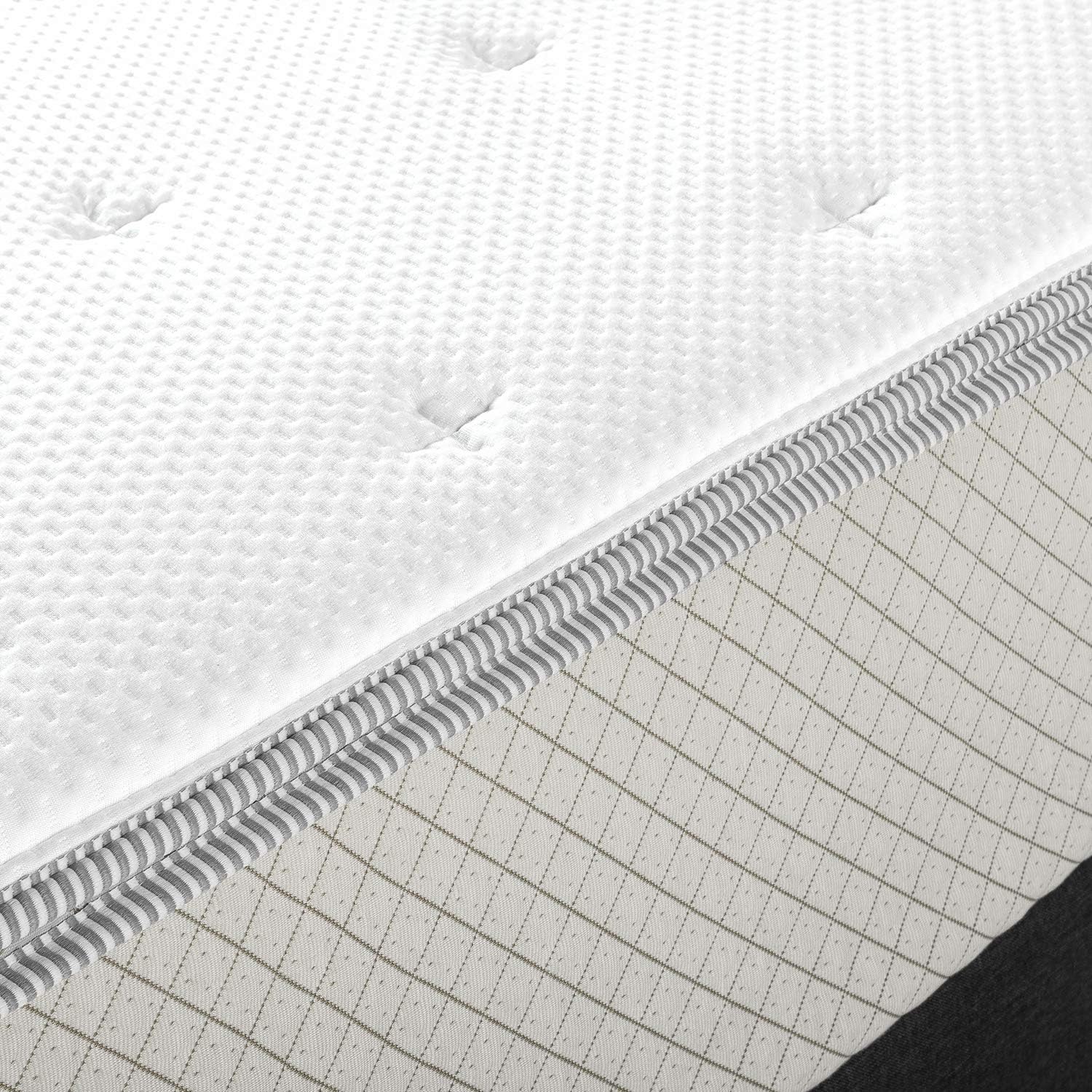 ZINUS 1.5 Inch Green Tea Pressure Relief Memory Foam Mattress Topper with Fitted Cover for Mattresses 12 Inches and under, Queen, White