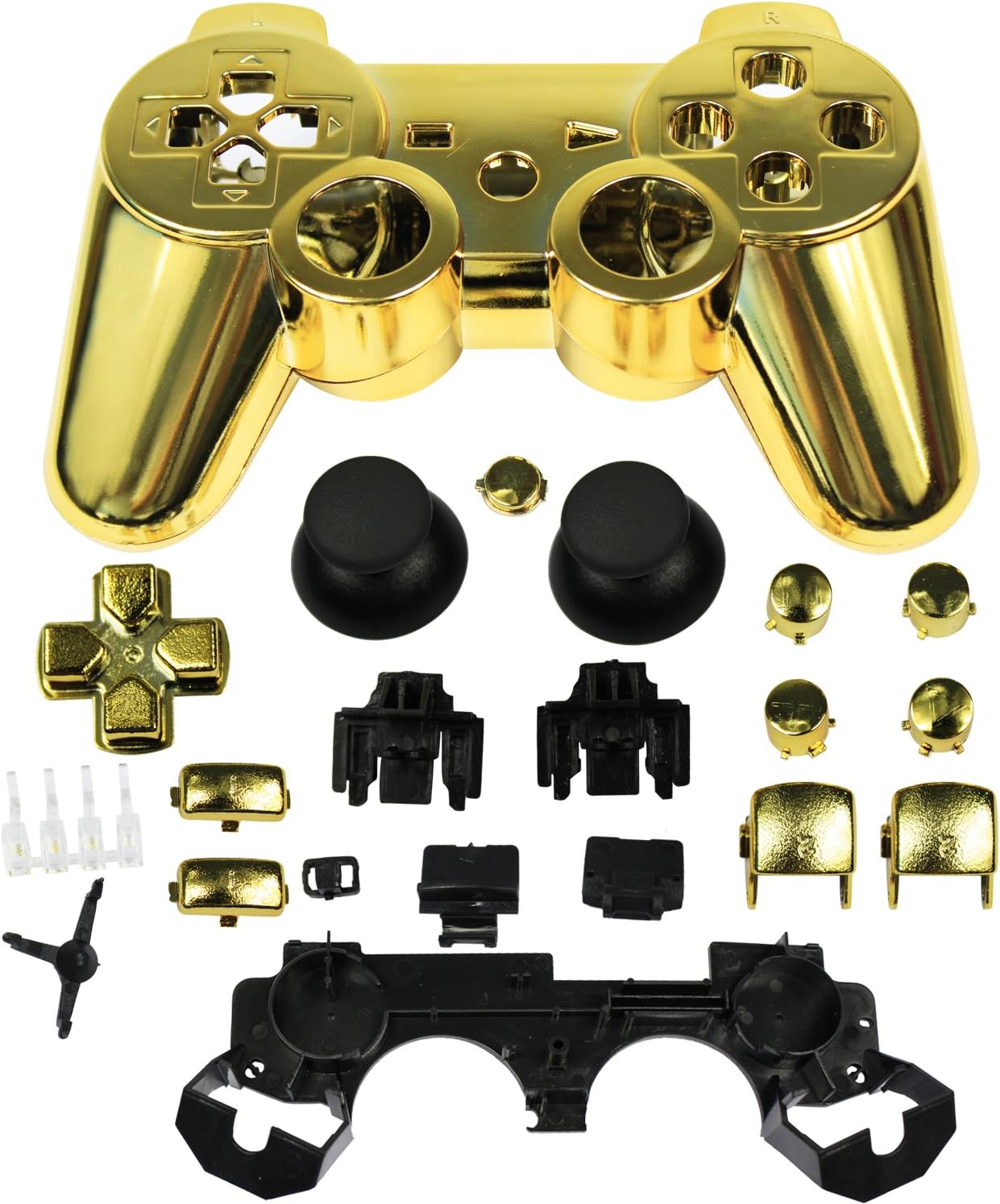 abcGoodefg Chrome Controller Shell Replacement Case Housing with Buttons for PS3 [Playstation 3] … (Gold)