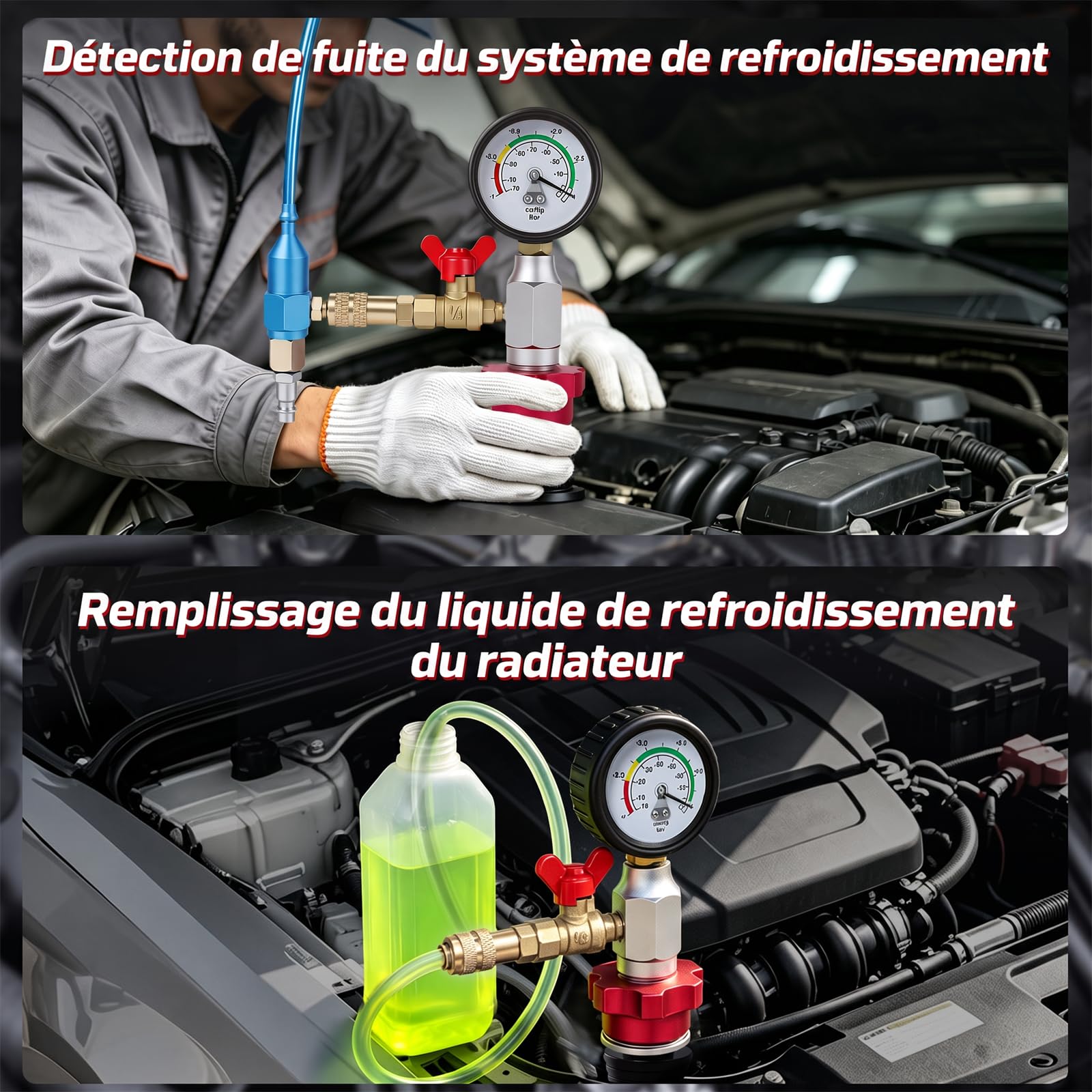 KAISAL Kit de purge et de recharge de liquide de refroidissement pour voiture