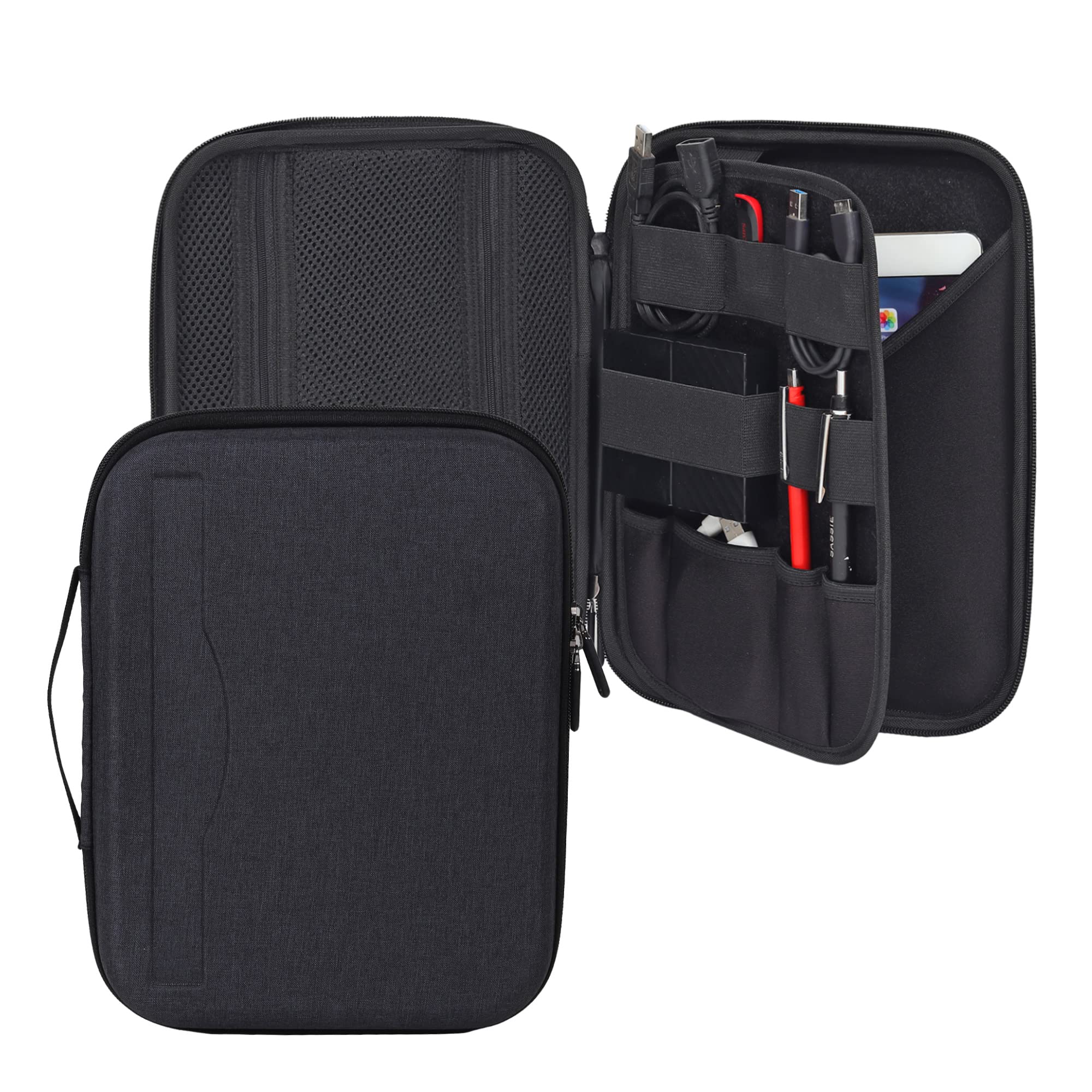 Sponsored Ad - GadgetBite iPad Bag Carry Case EVA Hard Shell Travel Bag Double Layer Gadget Organizer Case Portable Zippered Pouch Protective Cover for iPad Pro Mini 11 inch Samsung Tablet Charger PowerBank - Grey