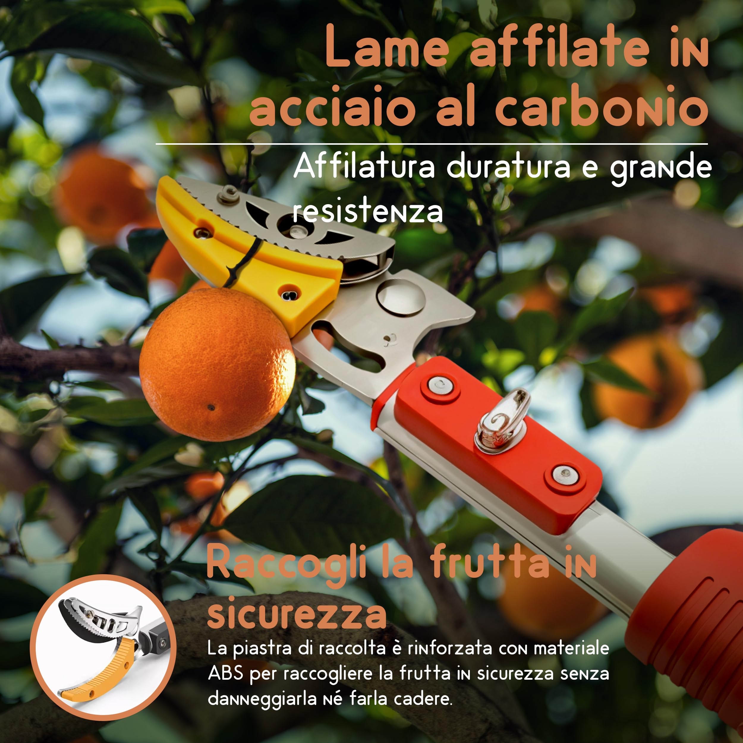 Cesoie Telescopiche da 130 a 220 cm, Telescopica Troncarami con Impugnatura Ergonomia, svettatoio telescopico con Cesoie per Potatura Bypass, Forbice Potatura con Manico Lungo