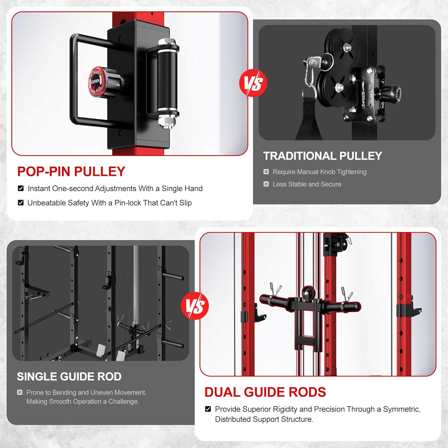 Diagram showing weight capacities for various components of the JELENS C12 Squat Rack