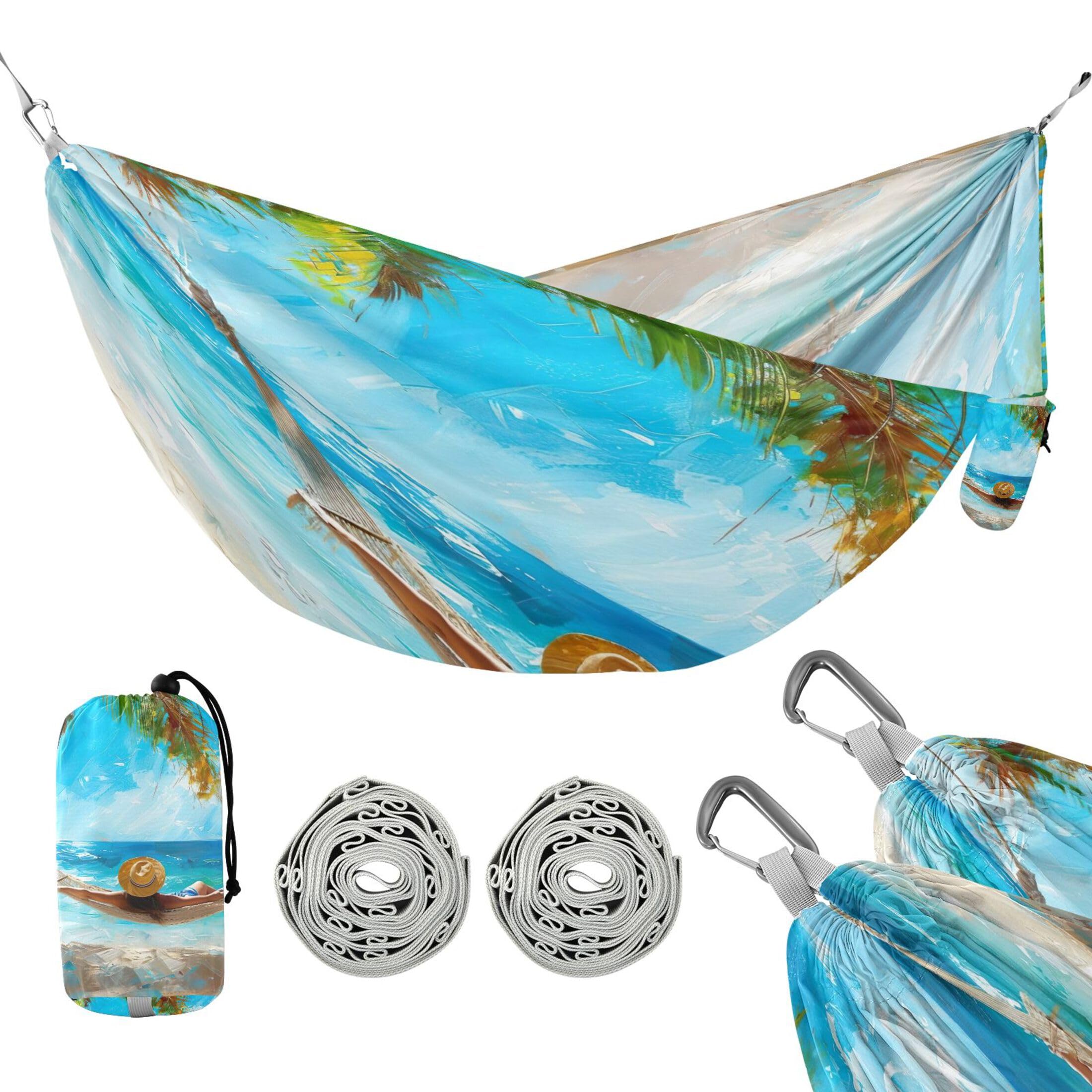 Takiito Rest at Beach Hammock 330 lb Capacity Travel Camping Hammock with Tree Straps, Portable Lightweight for Outdoor Beach Backpacking Backyard Patio