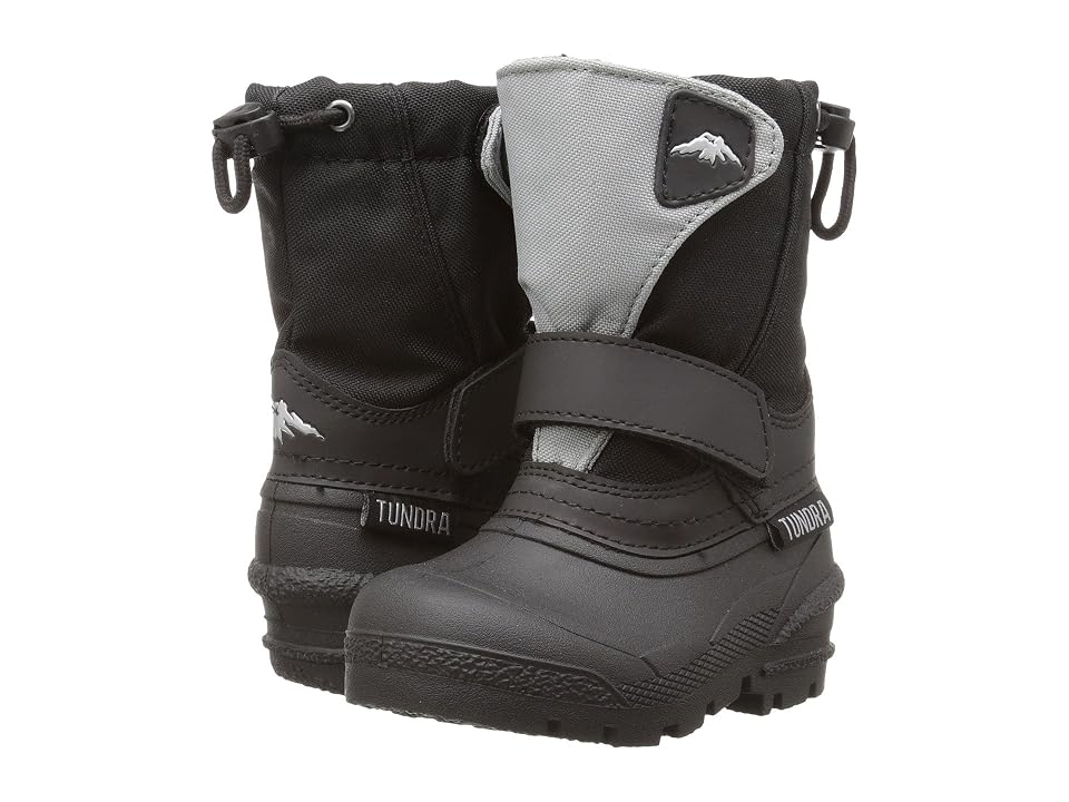 Tundra Boots Kids Quebec (Toddler/Little Kid/Big Kid) (Black/Grey) Boys Shoes INTERNATIONAL SHIPPING