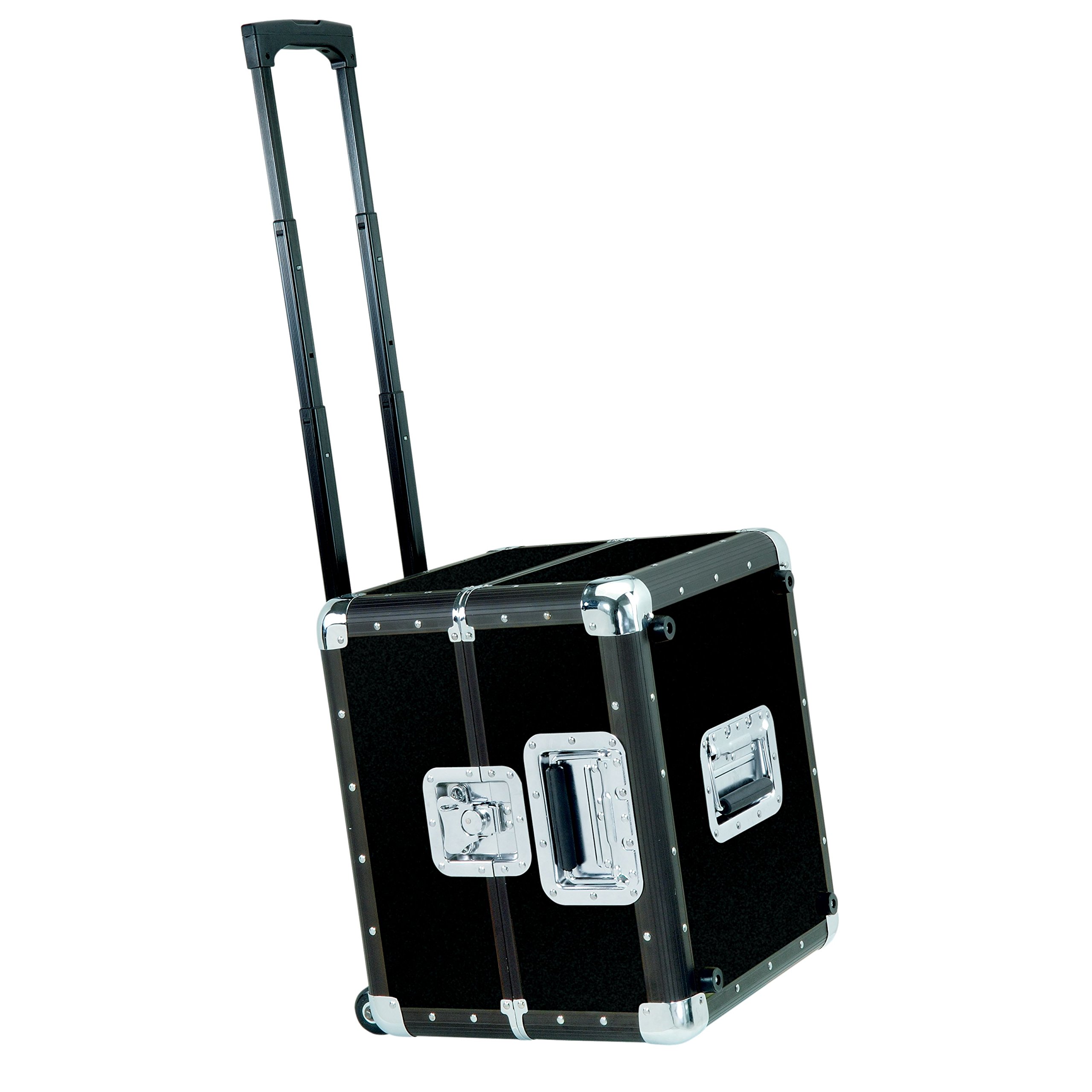 Reloop 120 Trolley Record Case - klassisches Platten Case mit Trolley Fahrgestell, Trolley Gestell abnehmbar, robuste Konstruktion, schwarz