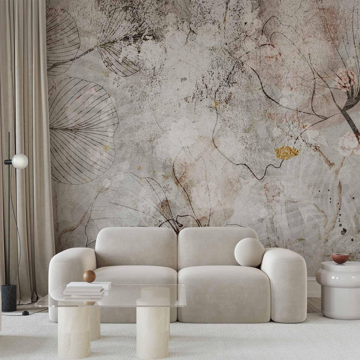 murando Fotomurales Hojas 350x256 cm Papel pintado tejido no tejido coración Pared corativos Murales morna Diseno Fotográfico Flores Naturaleza Aspecto concreto b-A-10395-a-a