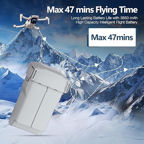 Miniatura 3 de Mini 43 Pro Battery Plus, 3850 mAh LiPo Batería de Vuelo Inteligente Compatible con DJI Mini Serie 3Mini 4 Pro Drone, 51 minutos de tiempo máximo de