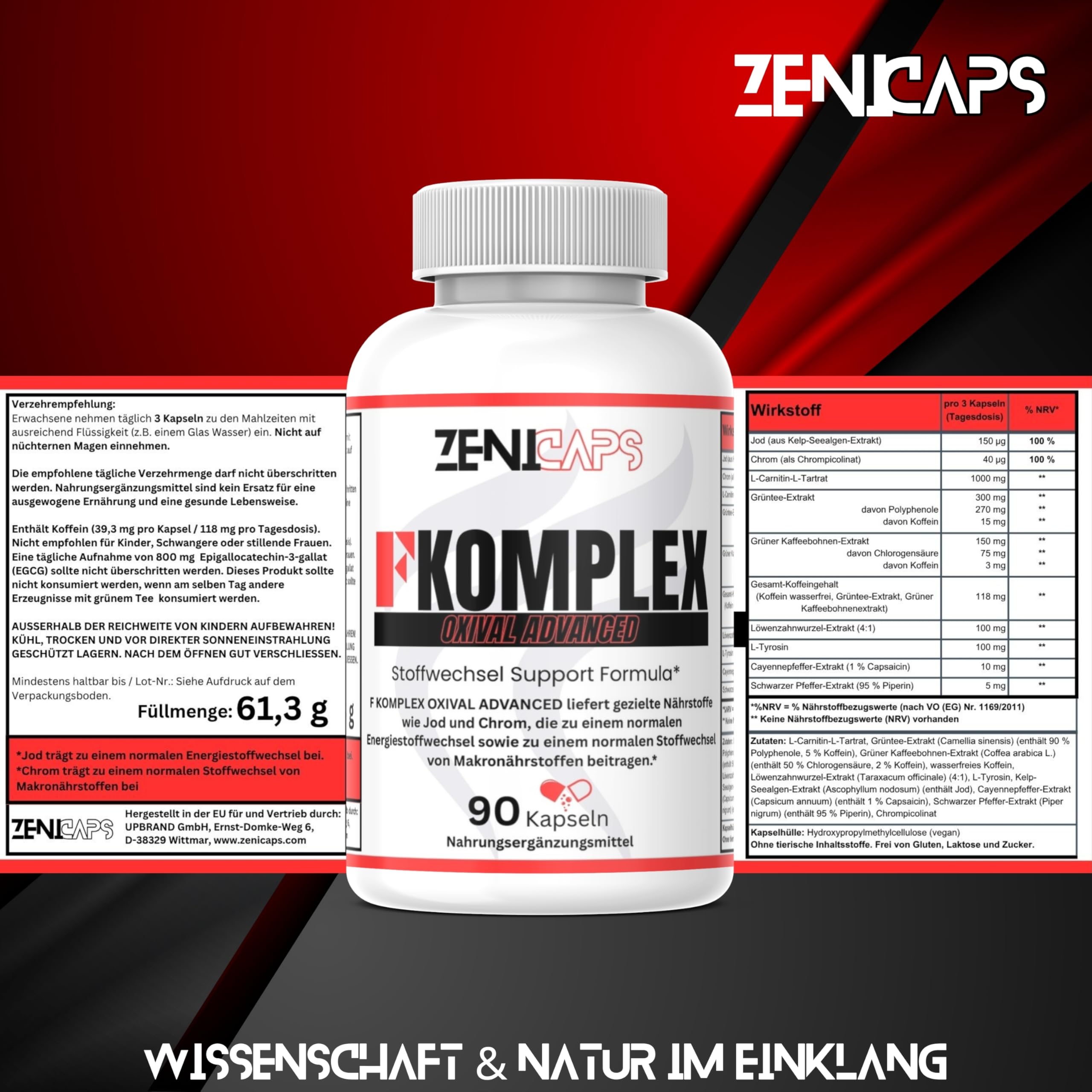 F KOMPLEX OXIVAL ADVANCED Original Kapseln Stoffwechsel FKomplex Support Complex F-Komplex Formula* | Einfache Anwendung | 90 Kapseln (90 Kapseln)