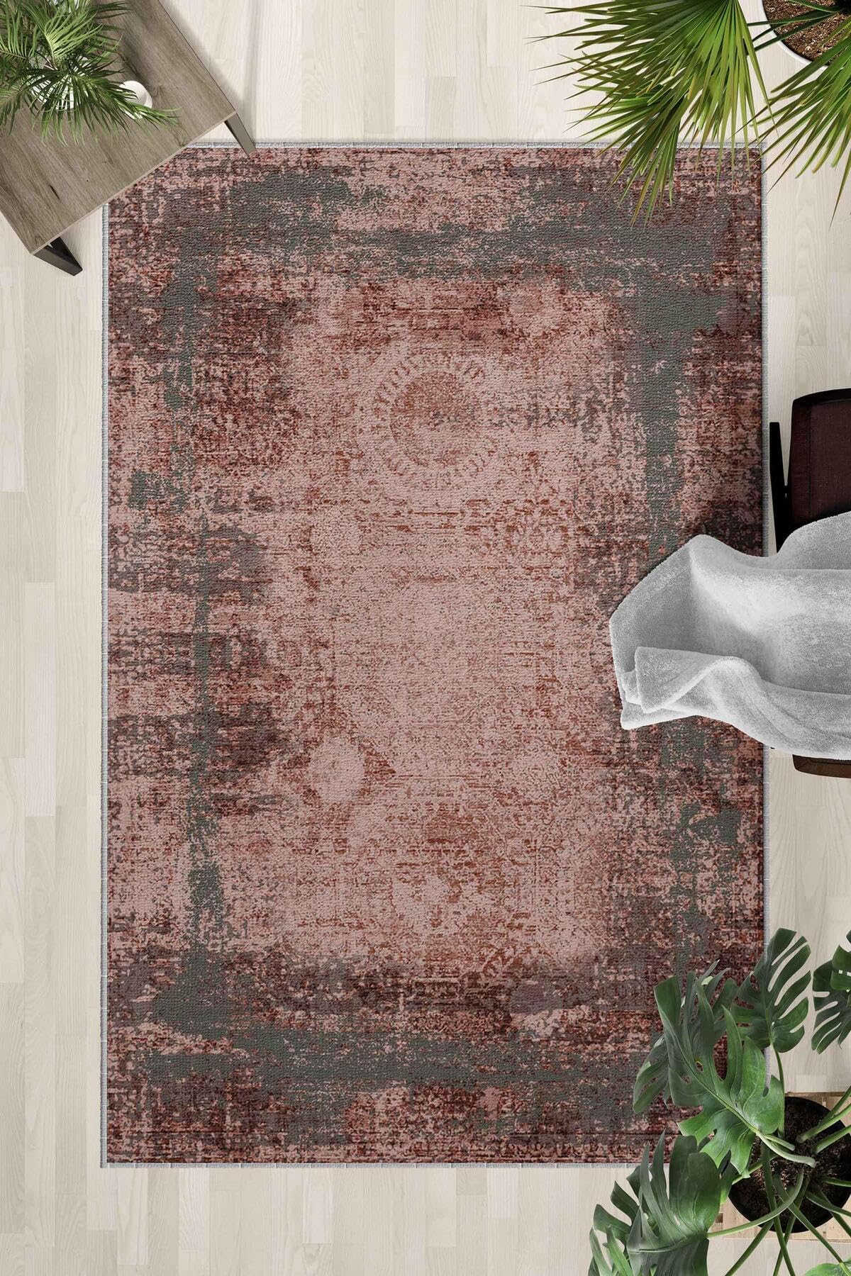 Monnhein Çok Renkli Halı 0028 - Yıkanabilir, Kaymaz Taban, Dijital Baskılı, Leke Tutmaz, İnce Hav, Modern Salon, Oturma Odası, Yatak Odası ve Mutfak için Dekoratif Halı