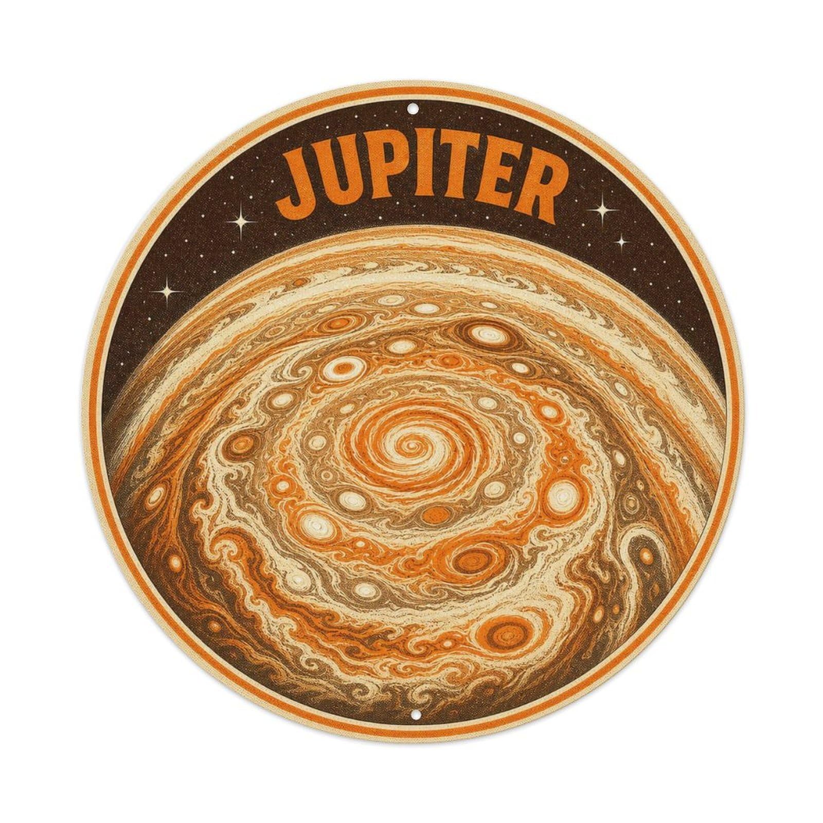 Deep Space Celestial Jupiter Storm Planet Metal Tin Sign