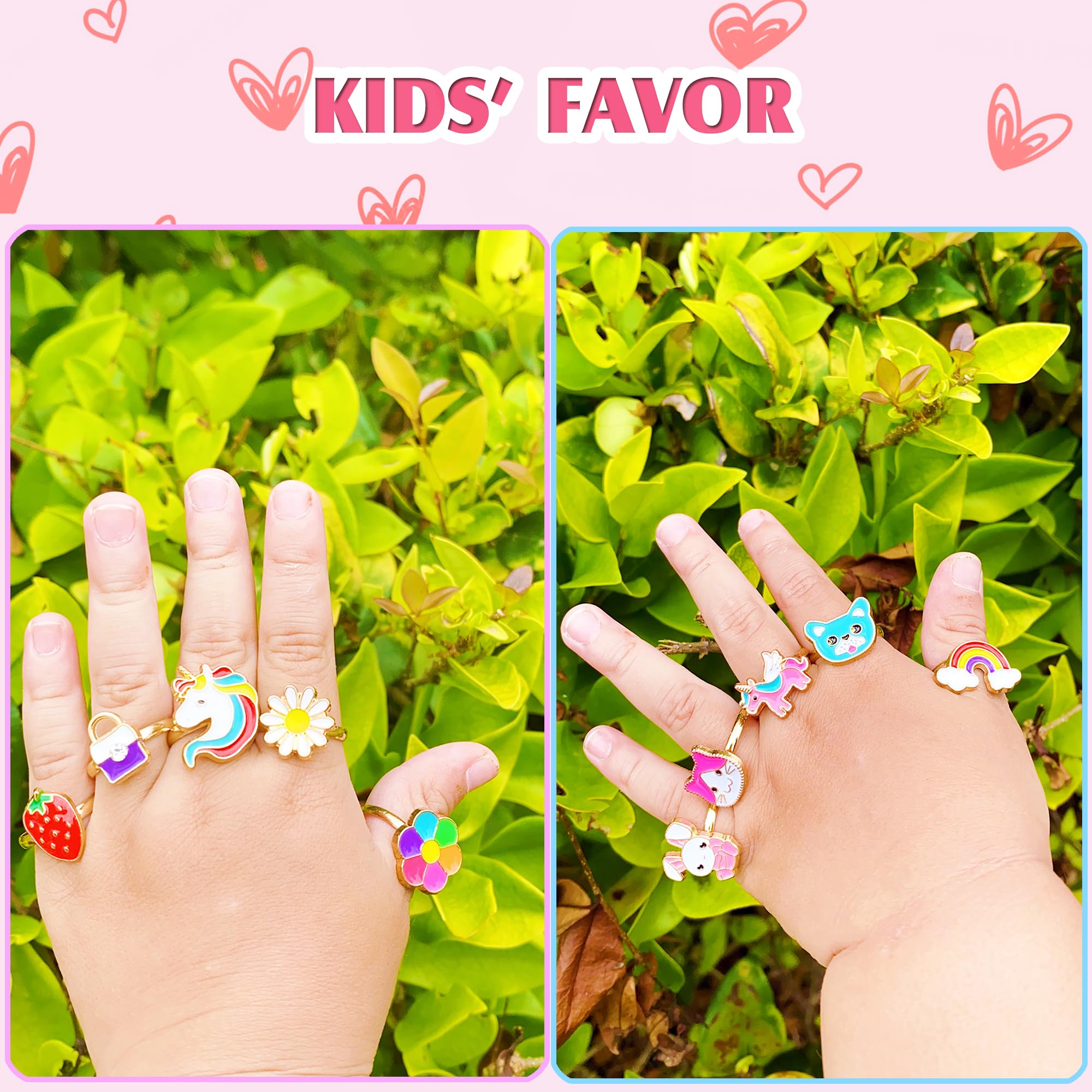 SIELEVIN 36 PCS Little Girl Jewelry Rings Adjustable Kids Rings for Girls Dress Up Pretend Play Costume Jewelry Birthday Easter Christmas Valentines Gift for 3 4 5 6 7 8 9 10 11 12 Year Old, 4