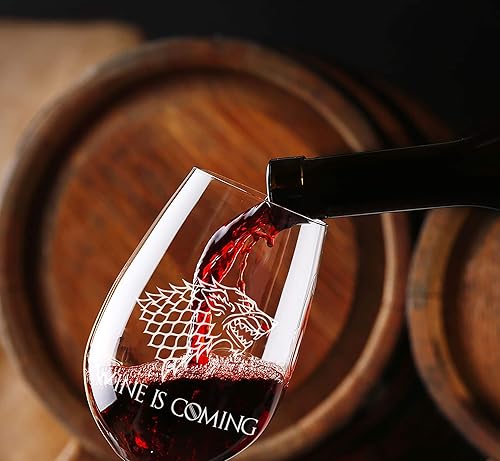 Miniatura 5 de Copa de vino sin tallo "Wine is Coming", regalo de Navidad perfecto para los fanáticos de Juego de Tronos