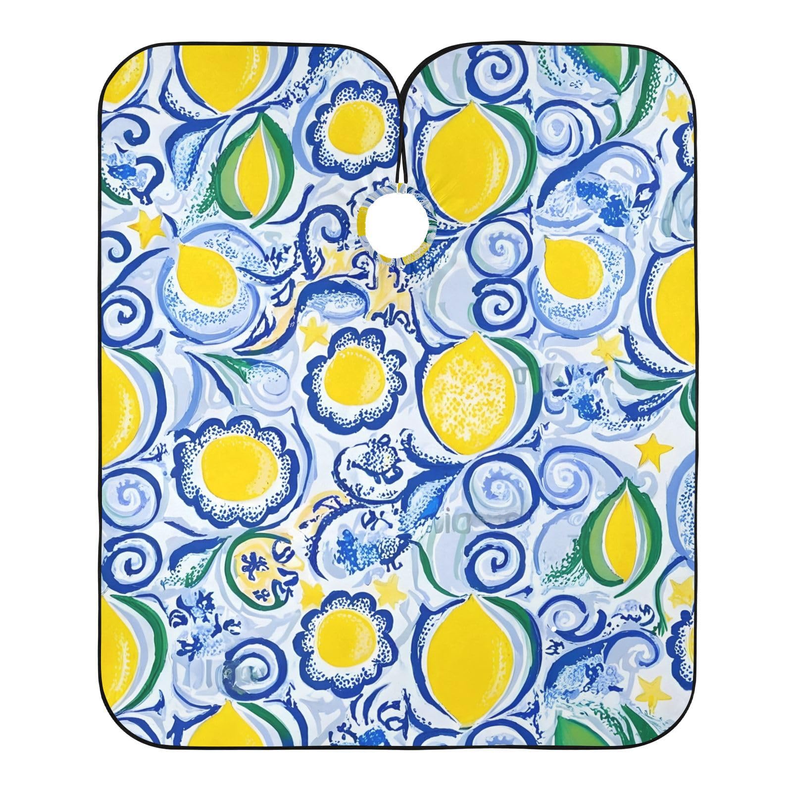 Hezely Lemon Print Hair Dye Cape, Barber Cape for Adults,Waterproof Salon Cape,Waterproof Hairdressing Styling Hair Cutting, 65