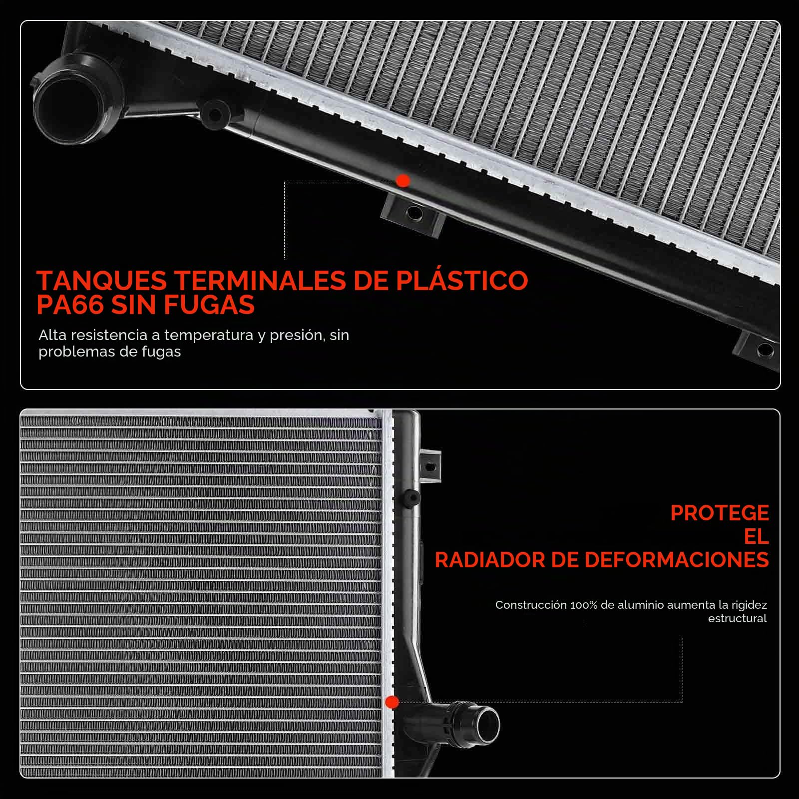 Frankberg Radiador sistema de refrigeración del motor enfriador de agua | 1K0121251AB; Compatible con: Altea XL 5P5 5P8, T.o.u.r.a.n 1T1 1T2, CC 358, Golf Plus 521 5M1, O.c.t.a.v.i.a II 1Z3