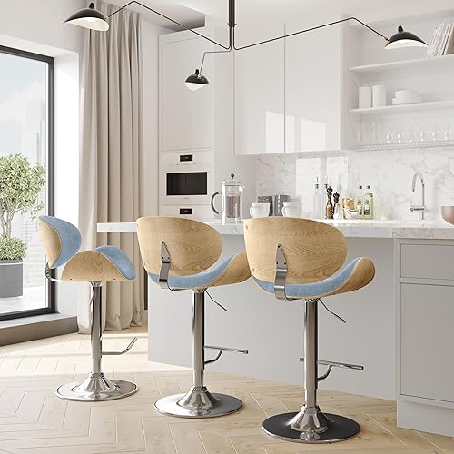 Miniatura 64 de SIMPLIHOME Marana - Taburete de bar giratorio ajustable – Silla tapizada de metal de 33 pulgadas de altura de asiento en piel sintética vegana