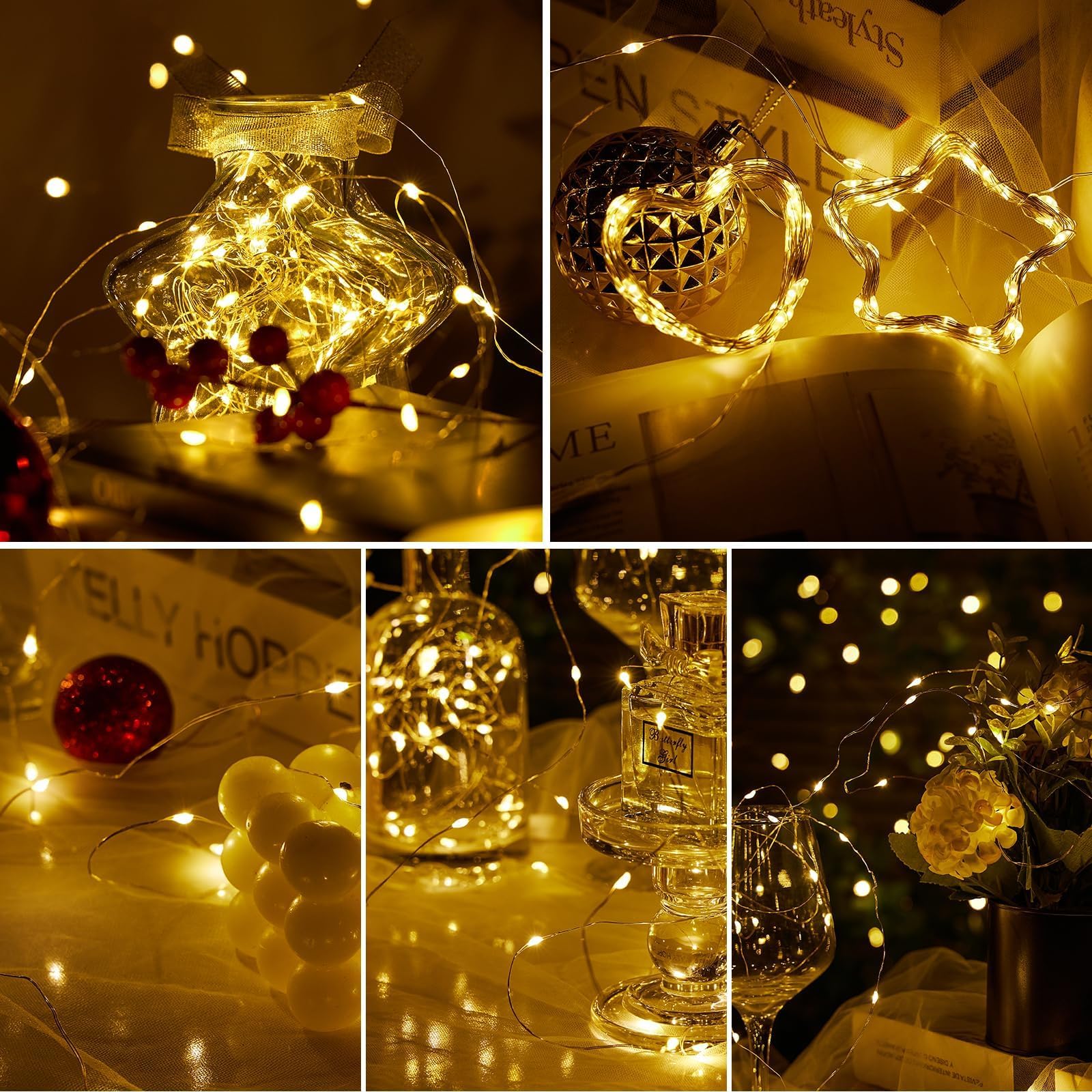 Peasur Lucine Led Decorative a Batteria con Timer, 3M 30 LED Scintillio Luci Led a Batteria, Impermeabile Mini Stringa Led Battery per Interni e Esterni, Natale, Feste, Multicolore