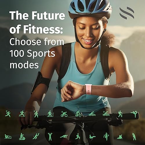 Miniatura 4 de SLIDE Reloj inteligente de fitness para hombres y mujeres (rosa) Bluetooth 5.3 (hacer llamadas), habilitado para Alexa, pantalla HD grande de 1.95