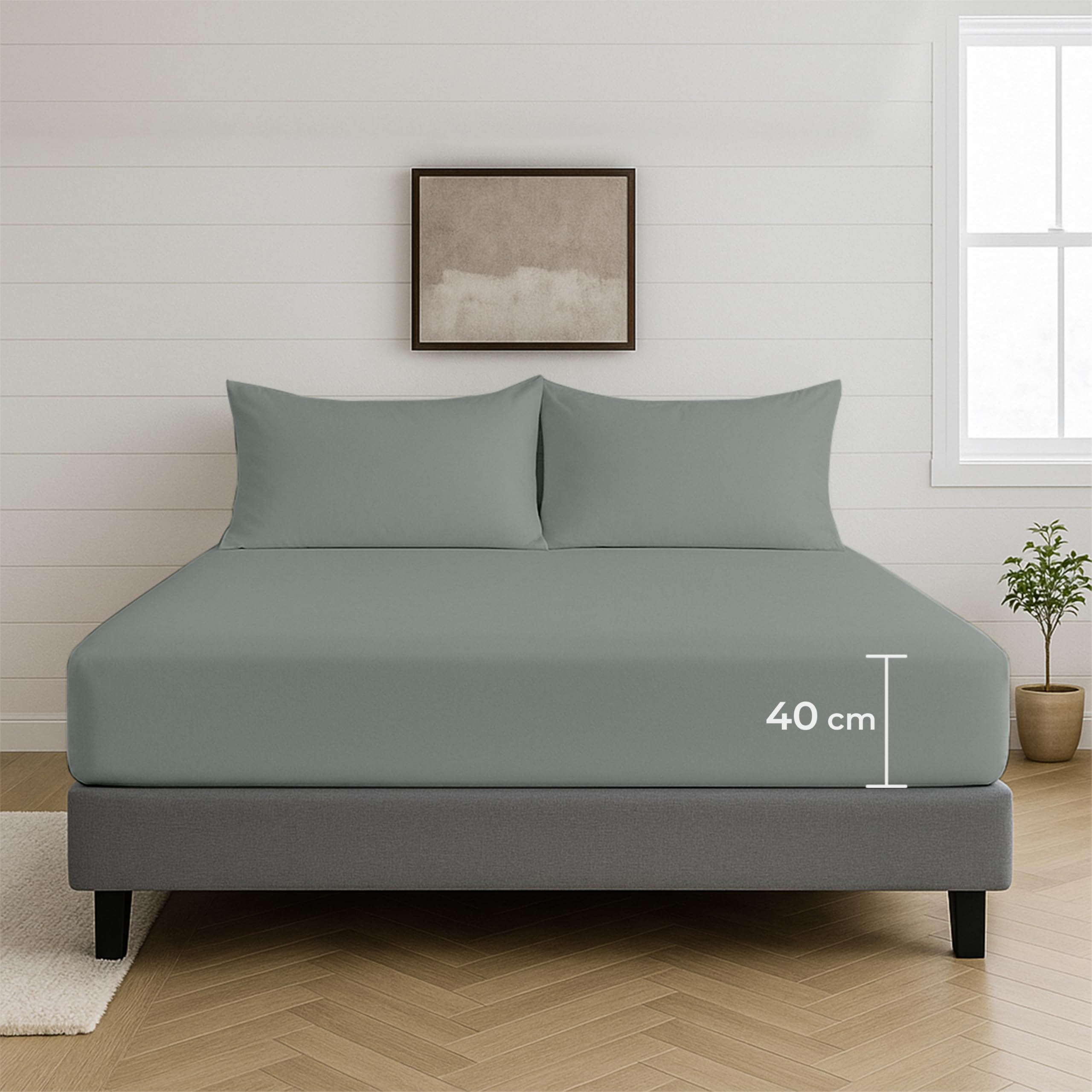 Egypto 100% Microfibre Duck Egg Fitted Sheet Super King Size – 40cm Extra Deep Fitted Sheet with Elasticated Corners – Ultra Soft, Skin Friendly Bedsheet & Durable Bottom Sheet (Duck Egg – 180x200cm)