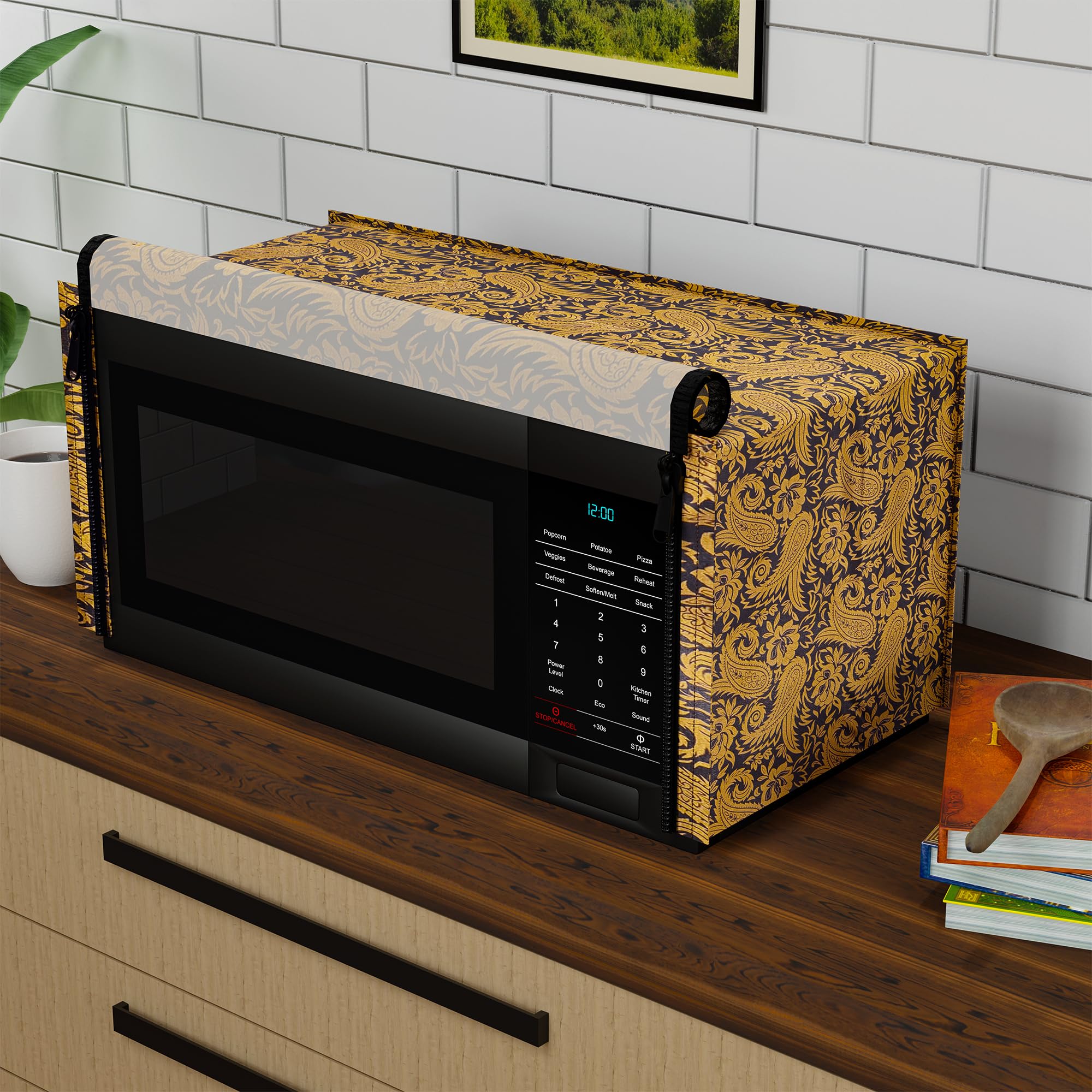 Kuber Industries 20L PVC Dustproof & Spill Resistant Microwave Cover with Ventillation Mesh | Durable Convection & Oven OTG Covers/Accessories for Home Decor | Floral-Grey — Amazon image 9