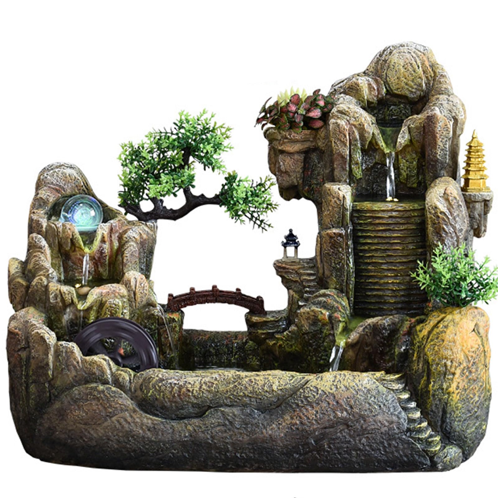 DECORN Indoor Fountain Rockery Soothing Sound Tabletop Fountains