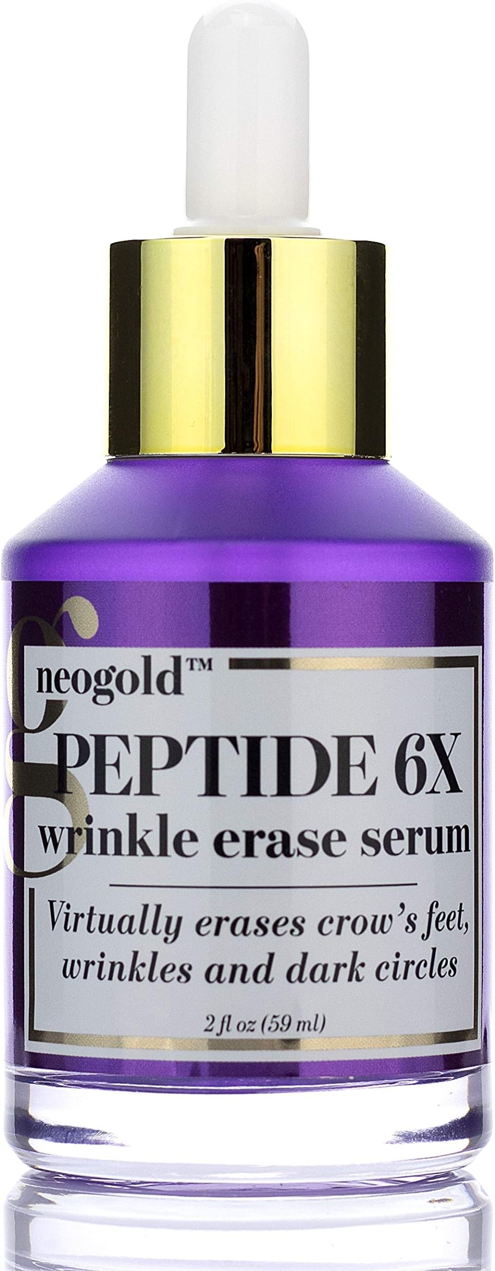 Neogold 6X Peptide Serum Anti Aging Skin Care Facial Booster | Moisturizing Peptide + Collagen Serum Plumps, Lifts, & Evens Skin Tone For Face, Puffiness, Crows Feet, Wrinkles & Dark Circles, 2 Fl Oz