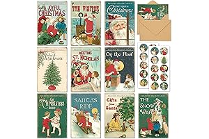 40 Pack Christmas Vintage Cards with Stickers Envelopes for Holiday Party