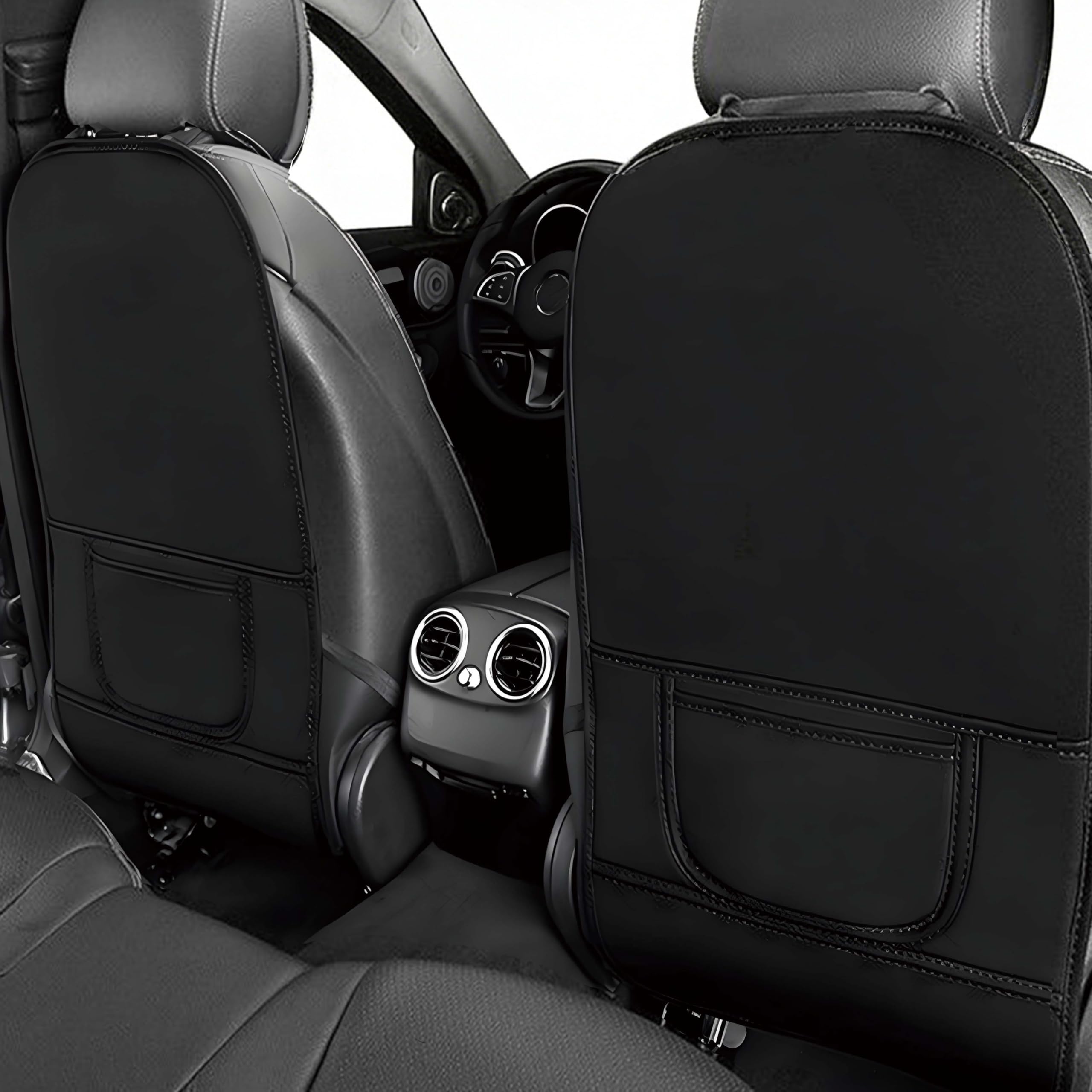 VAPORVERSE 2 Pcs Car Seat Kick Mats for NISsan X-Trail X Trail Xtrail PU Leather Waterproof Anti-Scuff Backrest Protector Seat Back Organiser Mud Guard Scuff Cover