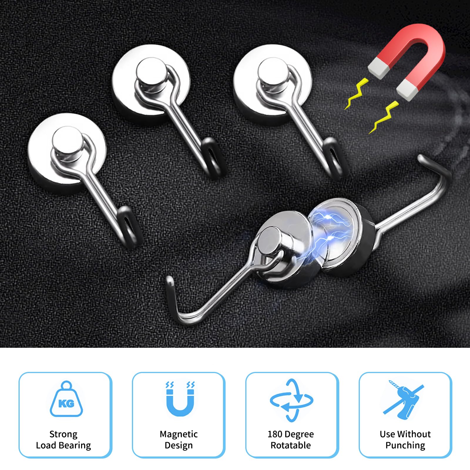 Magnete Al Neodimio Con Foro E Gancio Per Geocaching, Potente, Con Adesivo