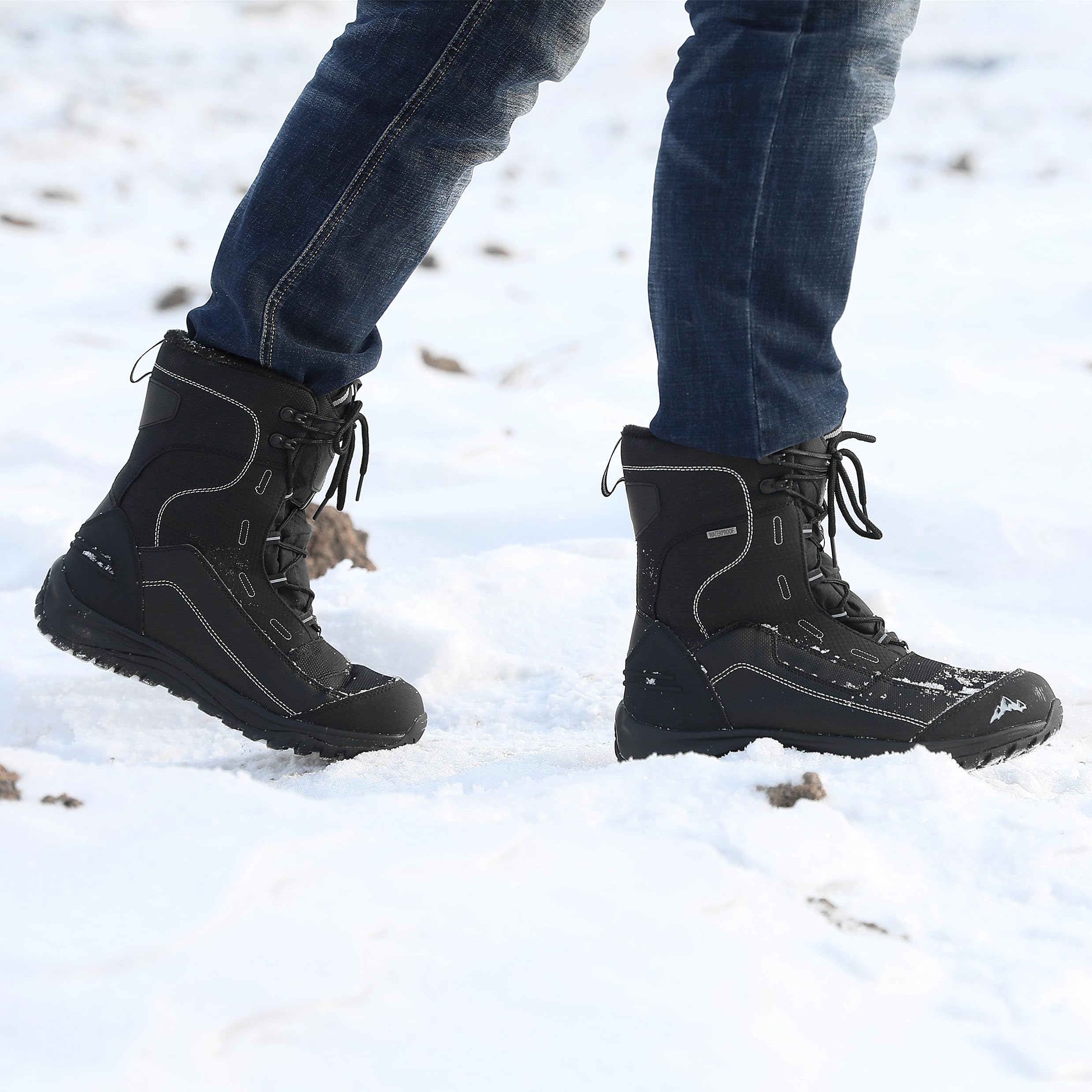 Winter-Schneestiefel für Herren, mit Fell gefütterte, warme, wasserdichte Winterstiefel