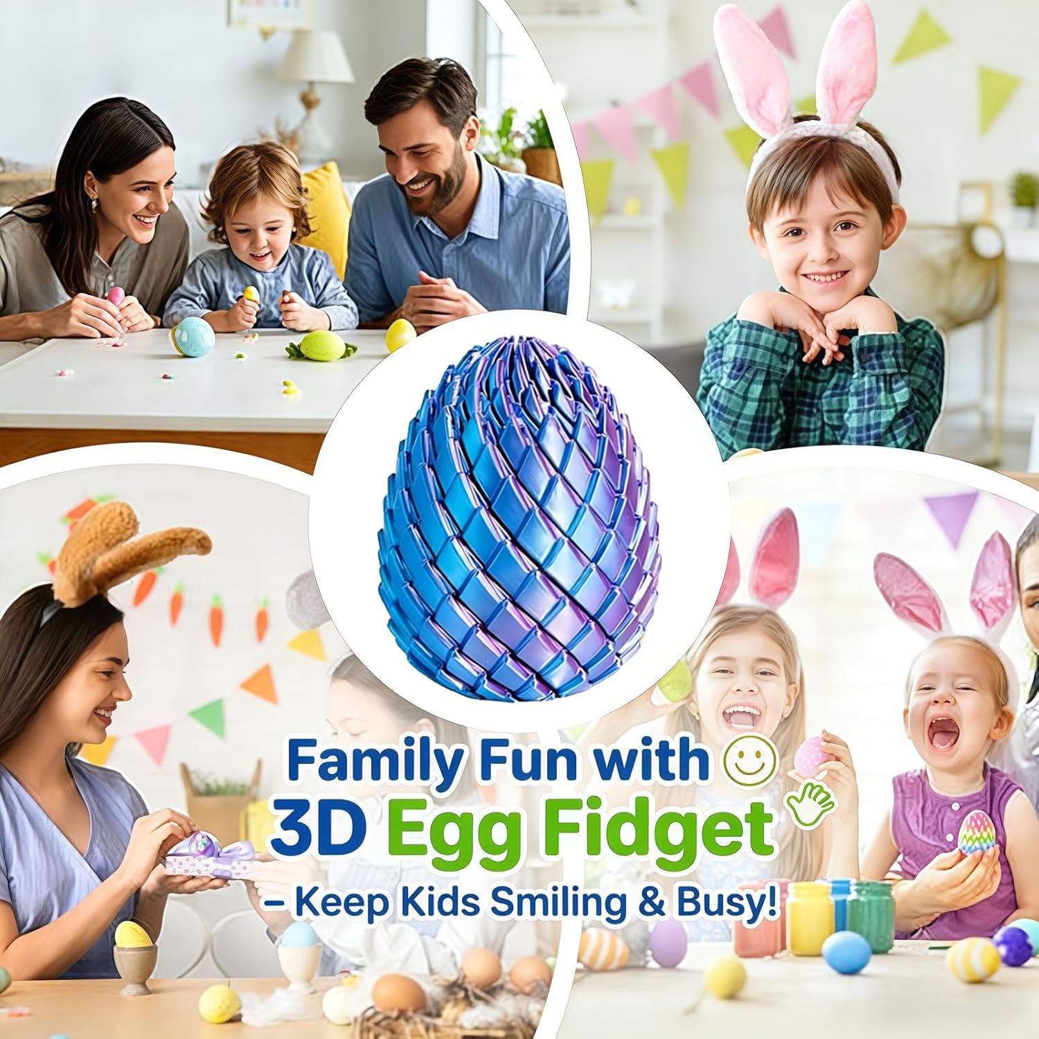 3D Druck Drachen-Ei Fidget Toy - Magisches Unmögliches Ei Dekompression Spielzeug, Unendliche Verwandlung & Flüssigkeitsähnliche Bewegung, Anti-Stress-Geschenk für Kinder und Erwachsene (A)
