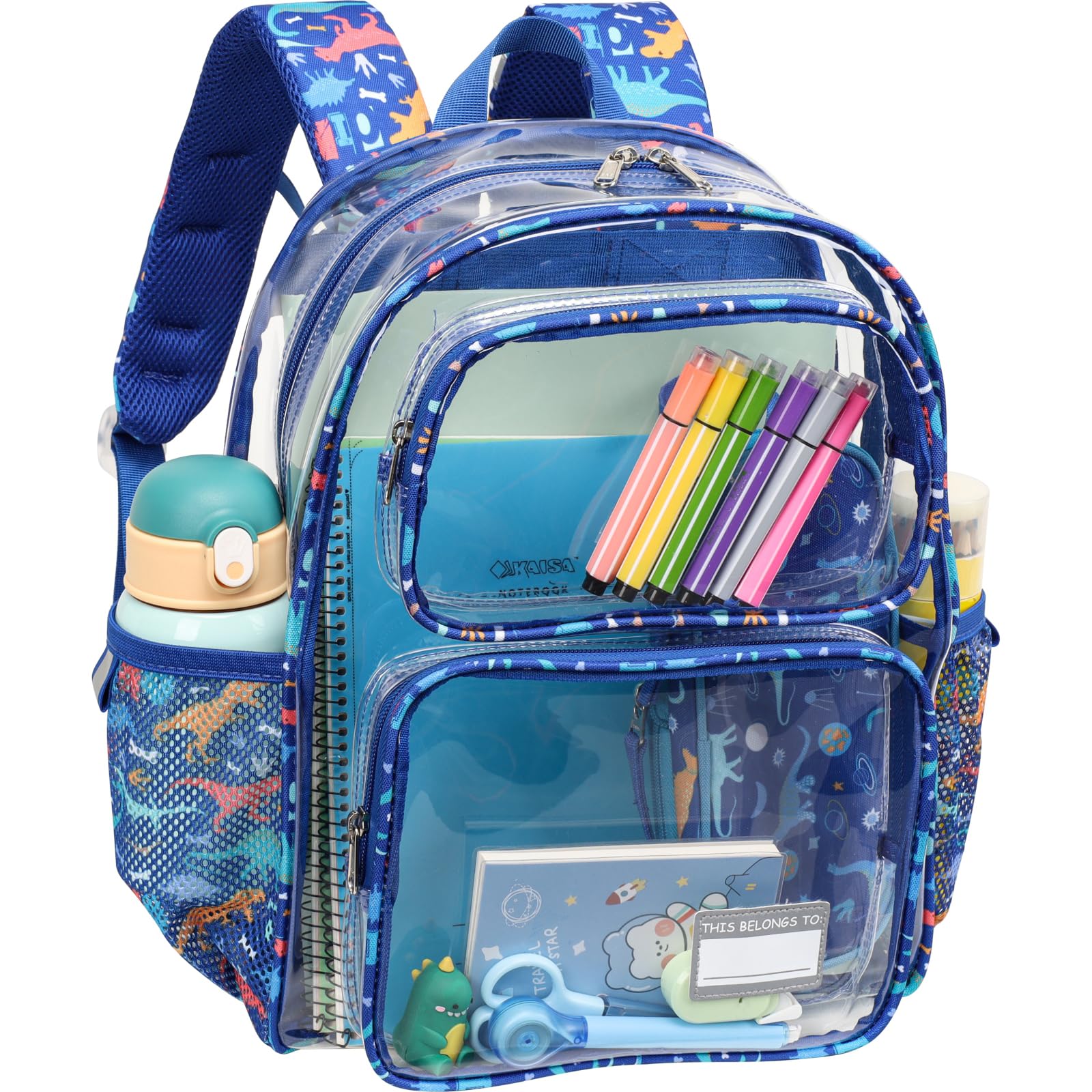 Bagseri Clear Backpack for Boys - 15 Inch Heavy Duty Kids Clear Bookbag for Kindergarten to Grade 2, Transparent School Bag with Reflective Strip,