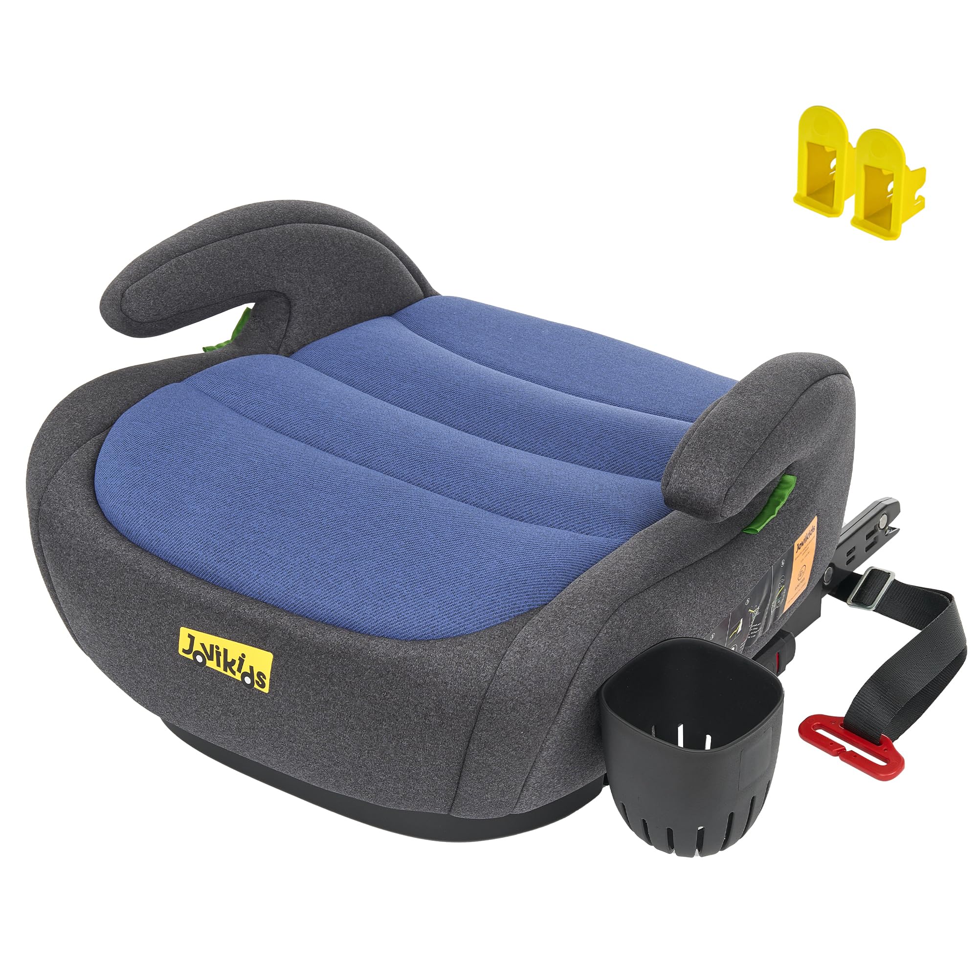 Jovikids Rialzo Auto per Bambini ISOFIX 125-150cm ECE R129, Alzatina Auto Bimbi 15-36 kg, Seggiolino Auto da 6 a 12 Anni (BLUE, Nessun portabicchieri)