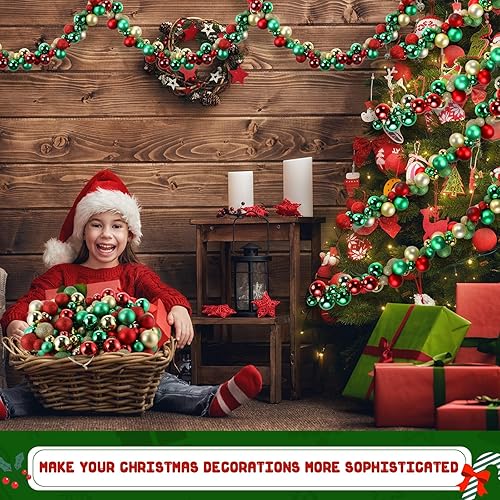 Miniatura 4 de Hiboom Guirnalda de Navidad de 6 pies, guirnalda de bolas de Navidad, adornos para interiores y exteriores, adornos colgantes decorativos para árbol