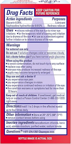 Miniatura 8 de Clear Eyes Lubricante para aliviar el enrojecimiento Gotas para aliviar el enrojecimiento, 0.5 onzas (paquete de 3)