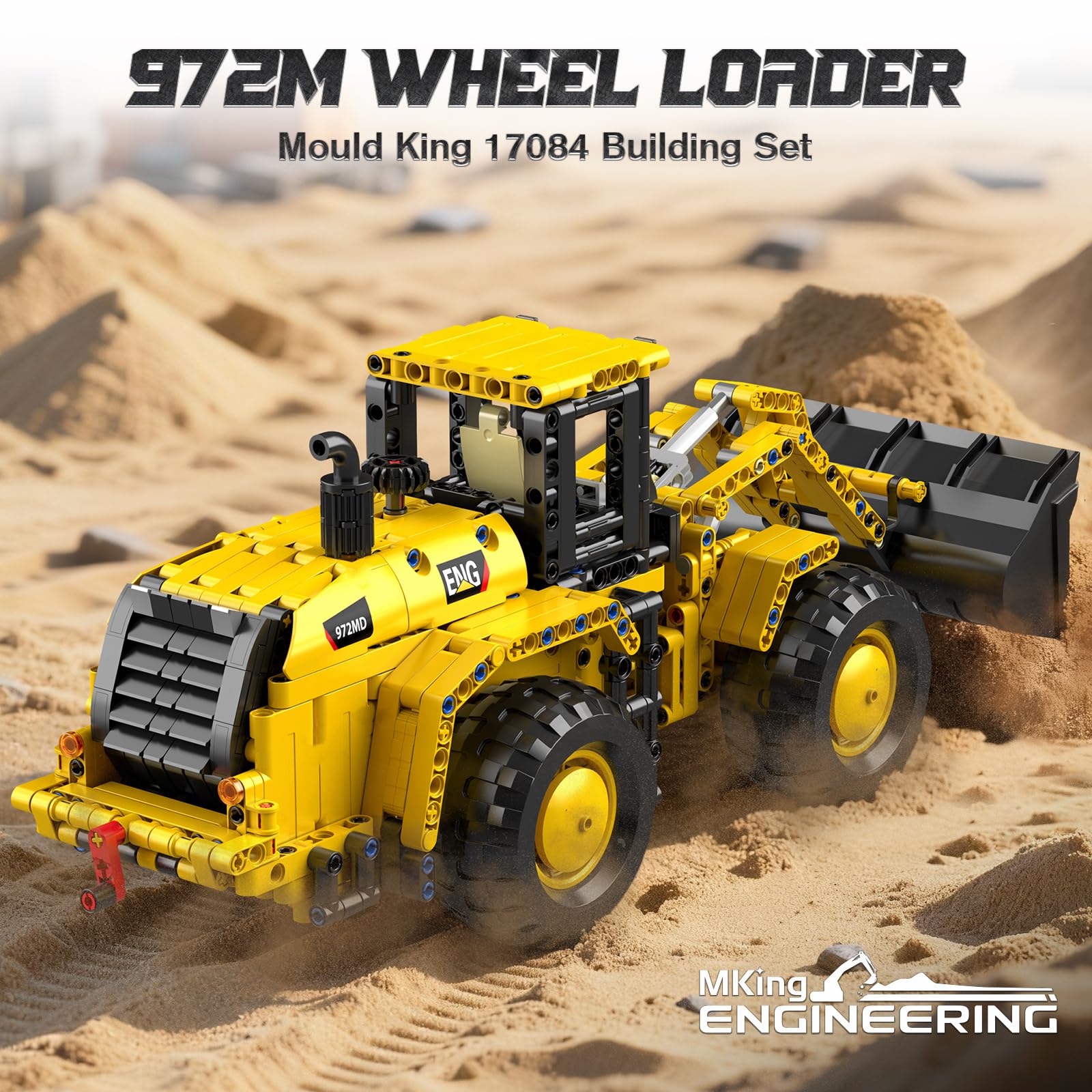 Mould King 17084 Tecnología Cargadora de Ruedas Bloques de Construcción - Vehículo de Construcción Juguete con Dirección de Doblez y Pala Móvil - Regalo de Cumpleaños Juguete para Bloques de
