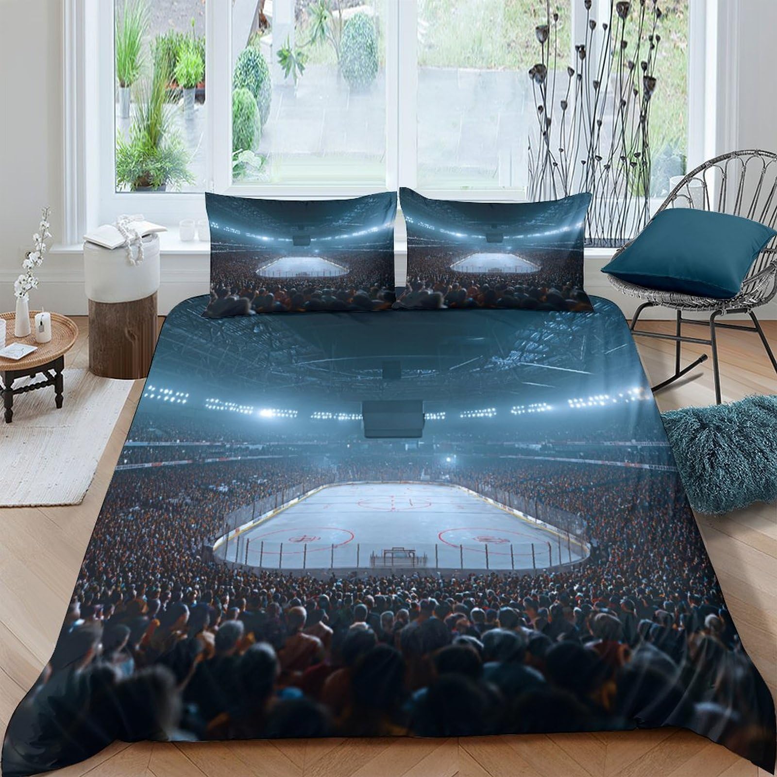 Ctjqhvkz Style-6 3D Printed Stadium Night Fitted Sheet Microfiber Soft Washable Sports Arena Mattress Cover For Bedroom Living Room Decor Single（135X200cm）