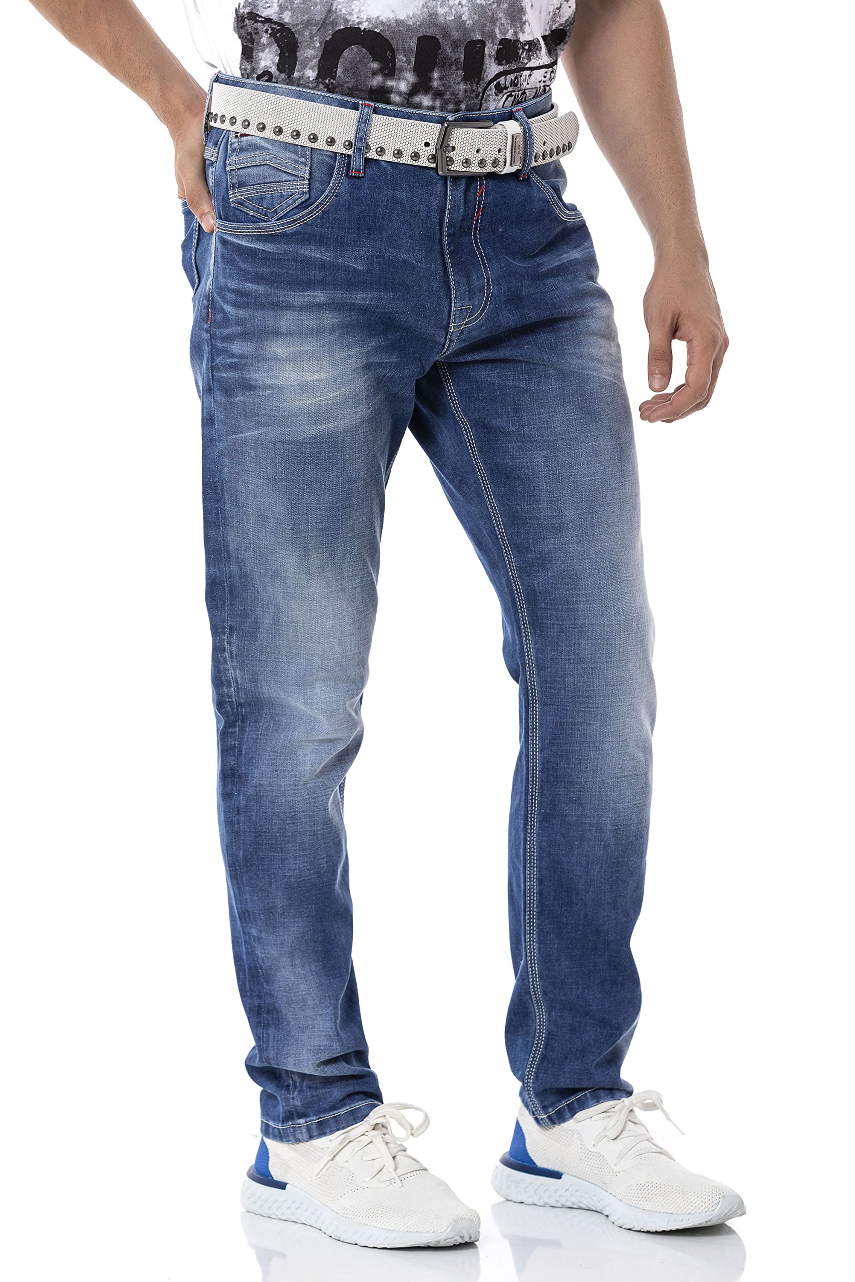 Cipo & Baxx Pantalones vaqueros para hombre, ajustados, elásticos
