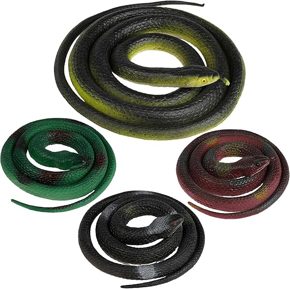 Amazon.com: Shyflpopo 4 Pieces Large Rubber Snakes Realistic Fake Snake ...