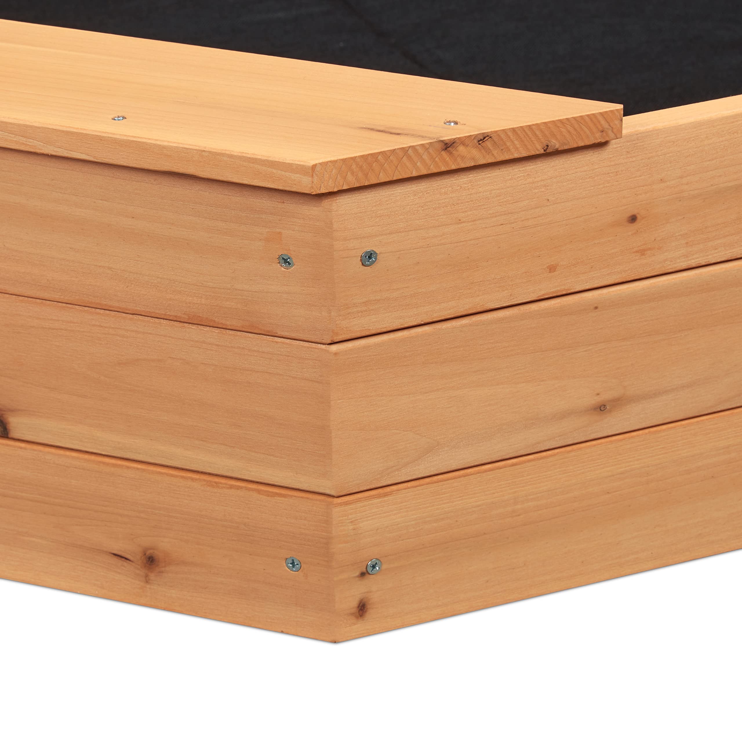 Relaxdays Arenero Niños, Octogonal, 4 Bancos, con Forro, 22,5 x 160 x 160 cm, Cajón de Arena, Madera de Abeto, Natural