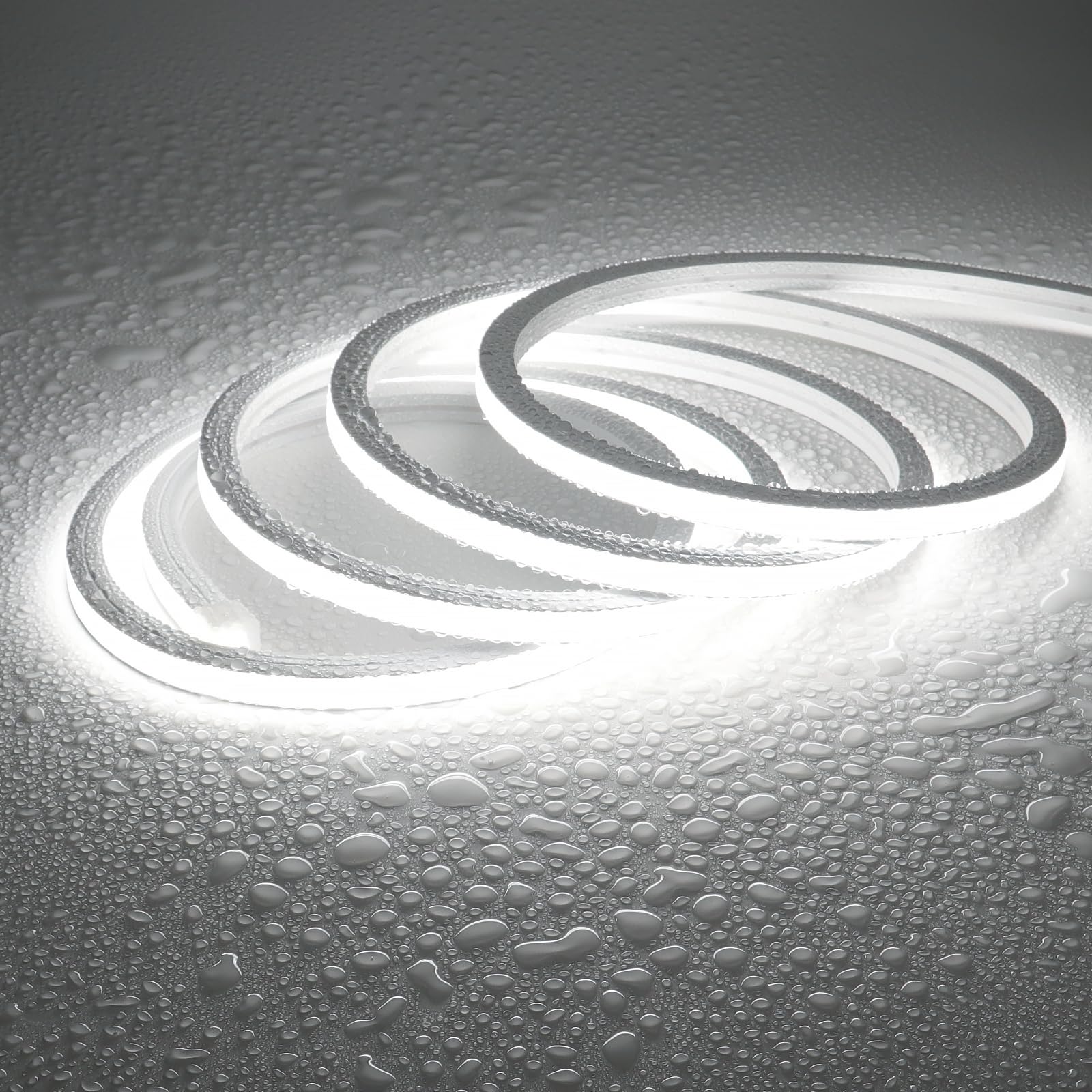 JOYLIT Bright LED Neon Rope Light 6000K Cool White 10 x 10MM 16.4FT, 24V 60W Outdoor Waterproof Neon LED Strip Lights 168LED/M Uniform Glow Dotless,