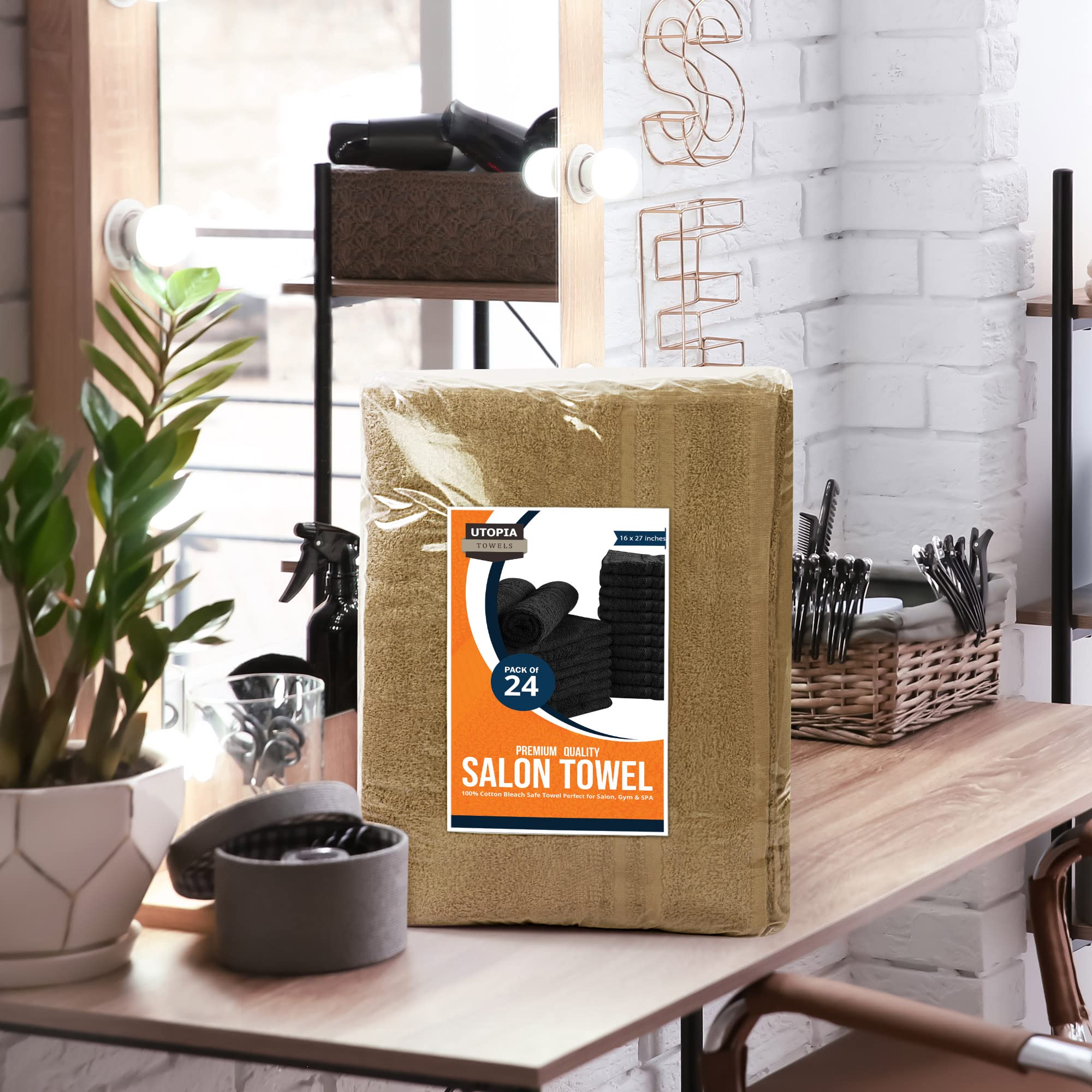 Utopia Handtücher, 100% Baumwolle, bleichfest, für Salon, Fitnessstudio, 41 x 69 cm, 24er-Packung, kamelfarben