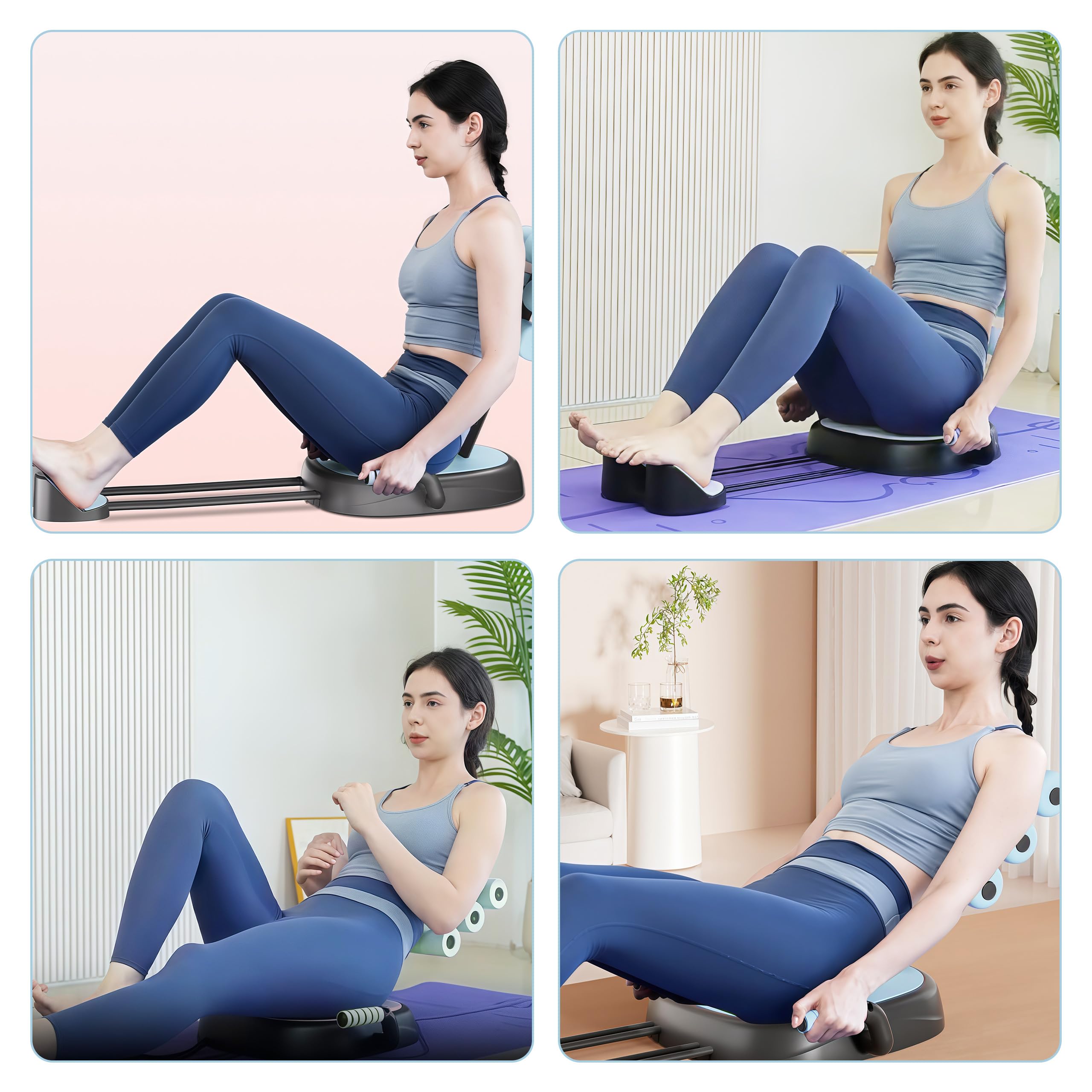 Pilates Board, Multifunktionales Reformer Pilates Maschine für Zuhause, Faltbarer Pilates Reformer Board mit Bauchmuskeltrainer, Automatischer Rückprall und Spannseil, Pilates Reformer Set